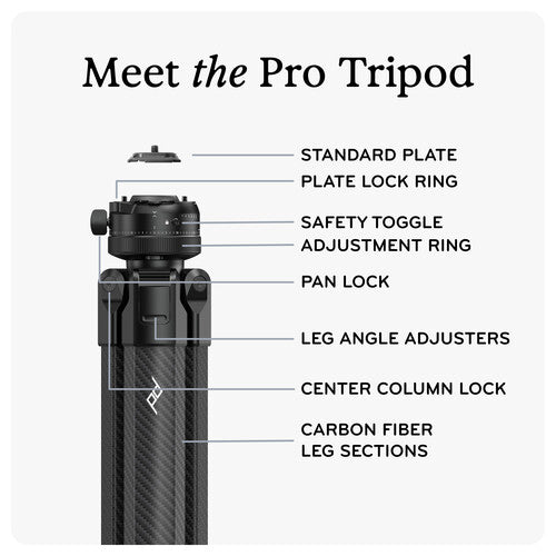 Peak Design Pro Lite Carbon Fiber Tripod with Ball Head (Black)