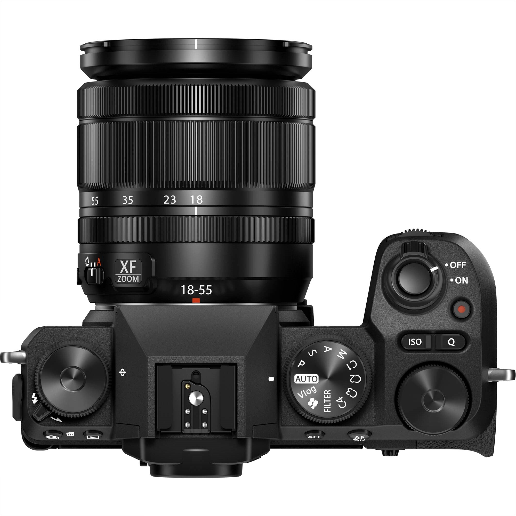 FUJIFILM X-S20 Mirrorless Camera with 18-55mm Lens (Black) - Top View