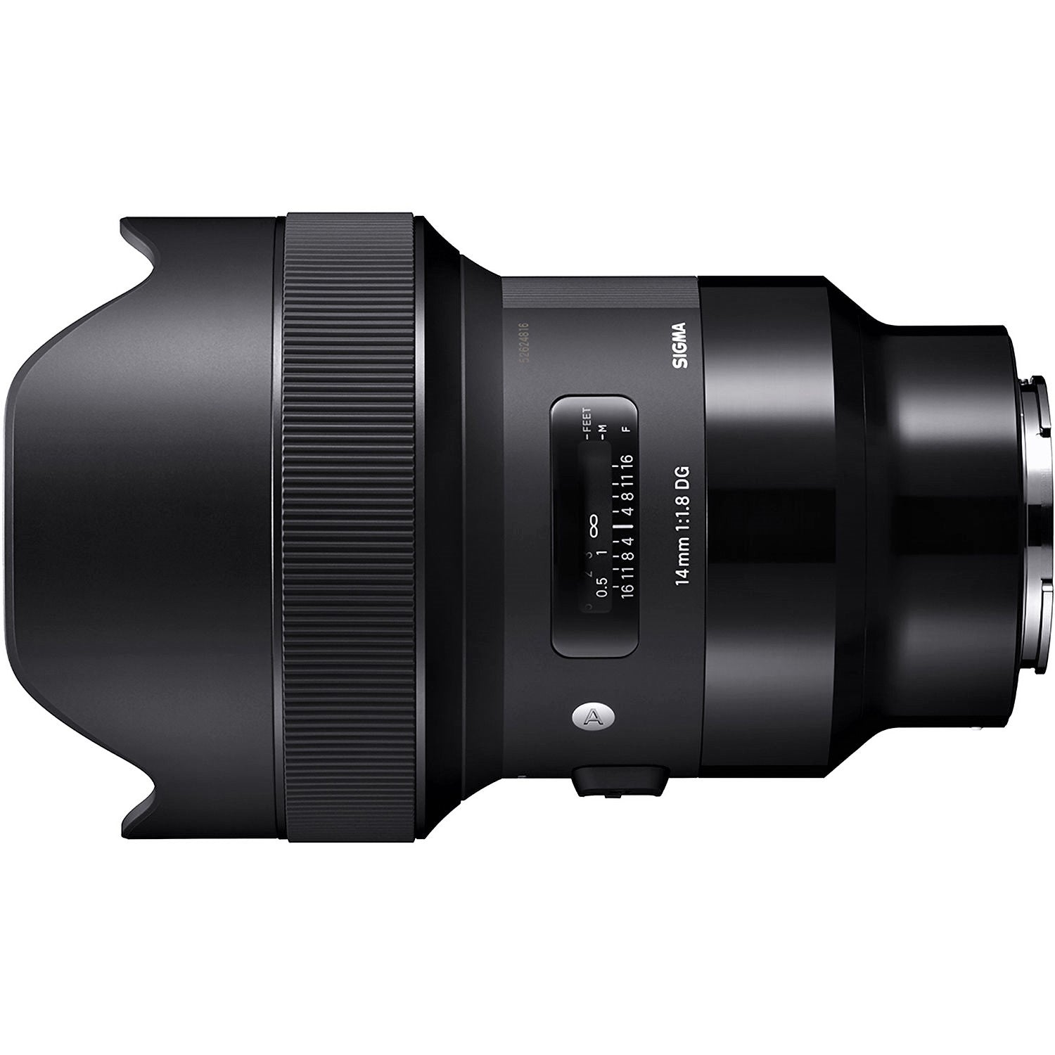 Sigma 14mm F1.8 DG HSM Art Lens for Sony E in a Side View