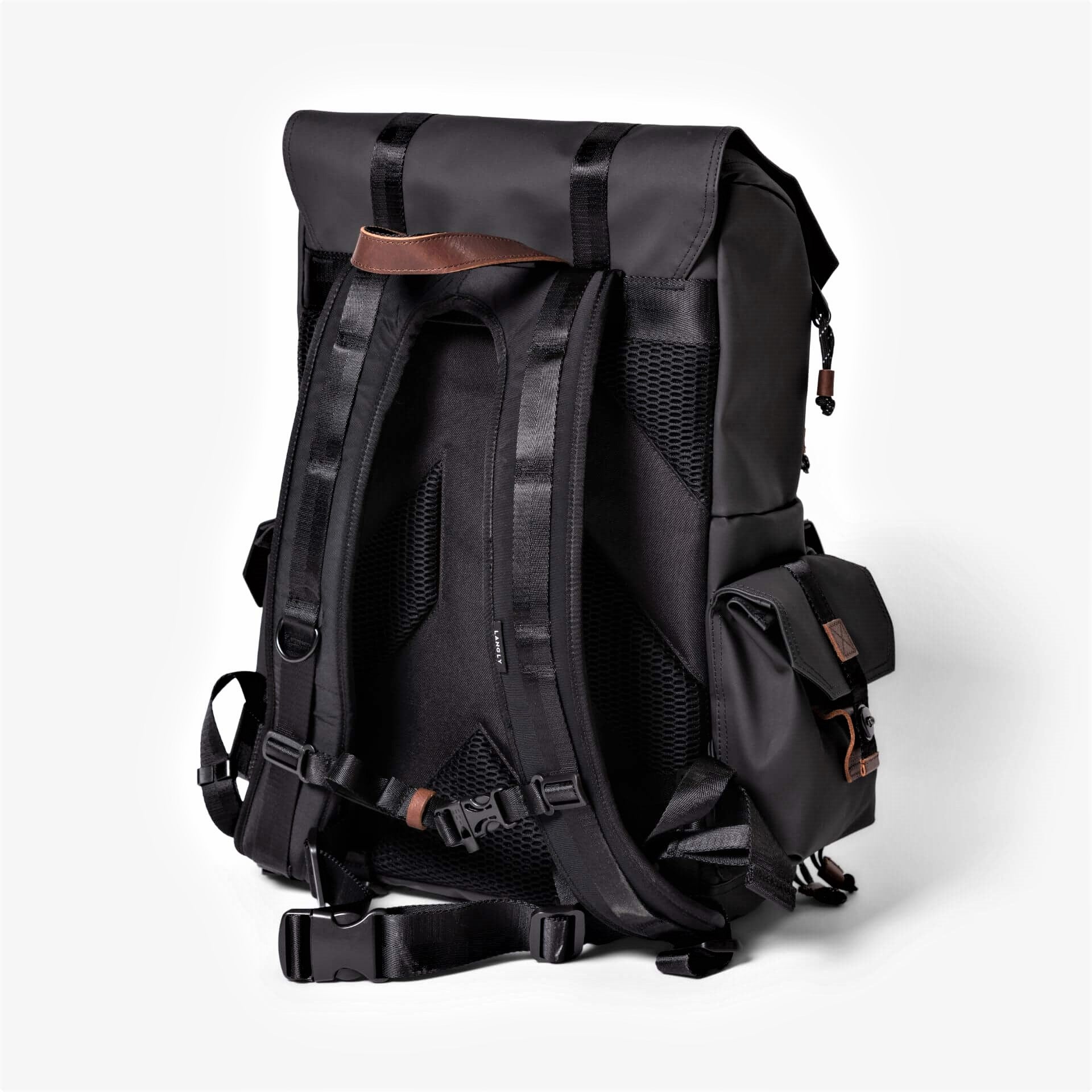 Langly Alpha Globetrotter XC Camera Backpack (Black with Brown Accents)