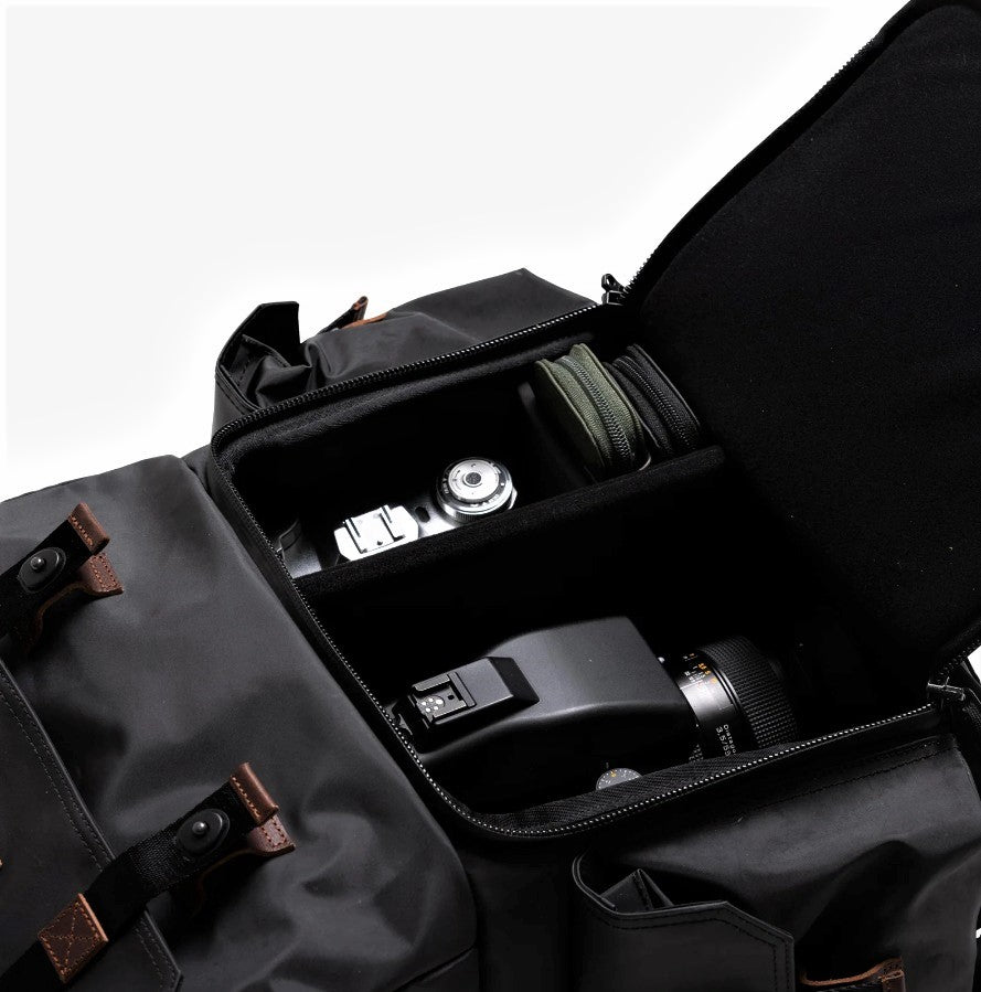 Langly Alpha Globetrotter XC Camera Backpack (Black with Brown Accents)