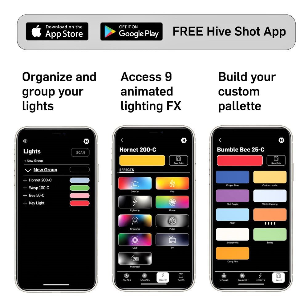 Hive Lighting Bee 50-C Open Face Omni-Color LED Light -App