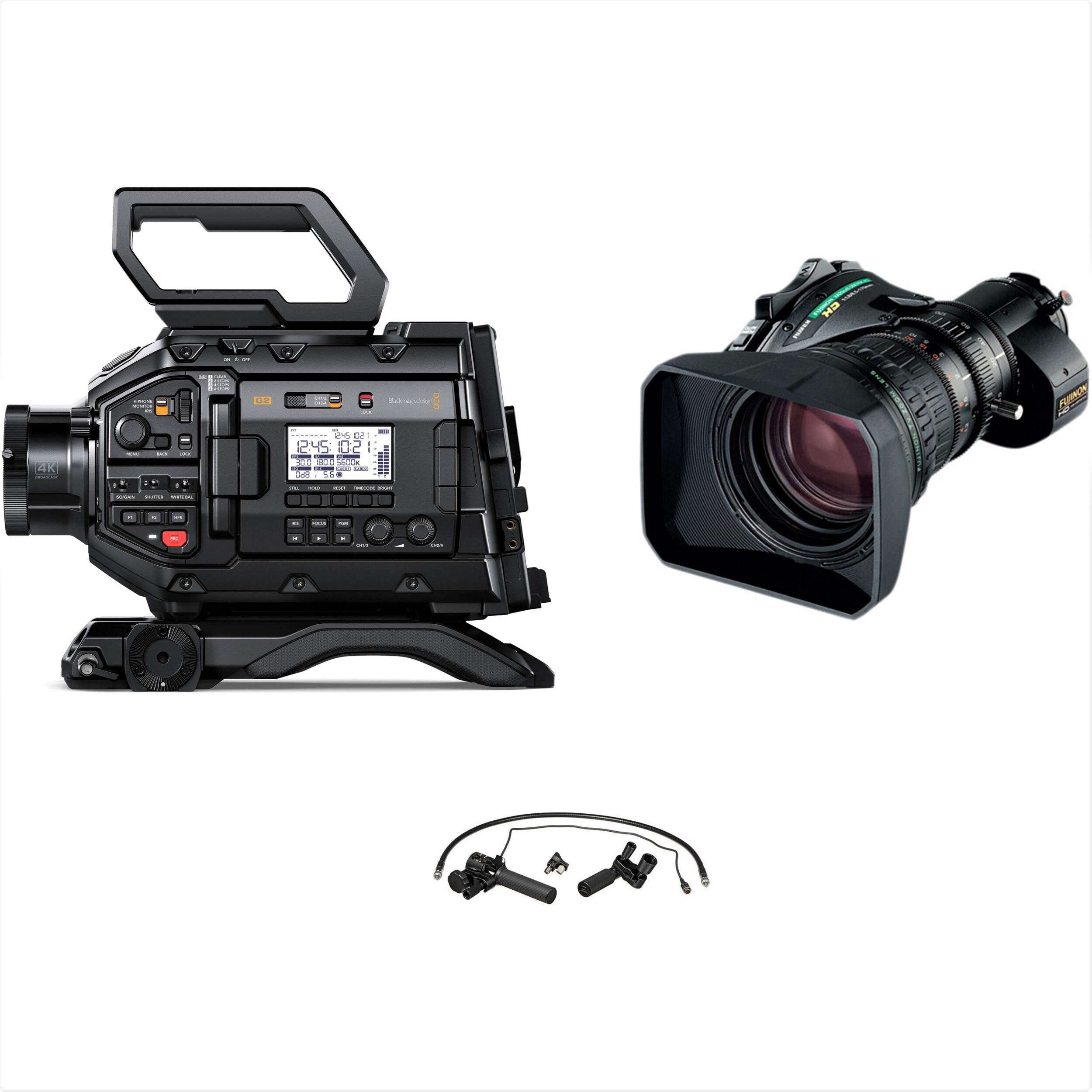 Blackmagic Design URSA Broadcast G2 with Fujinon XA20sX8.5BERM-K3 and MS-01 Semi Servo Rear Control Accessory Kit