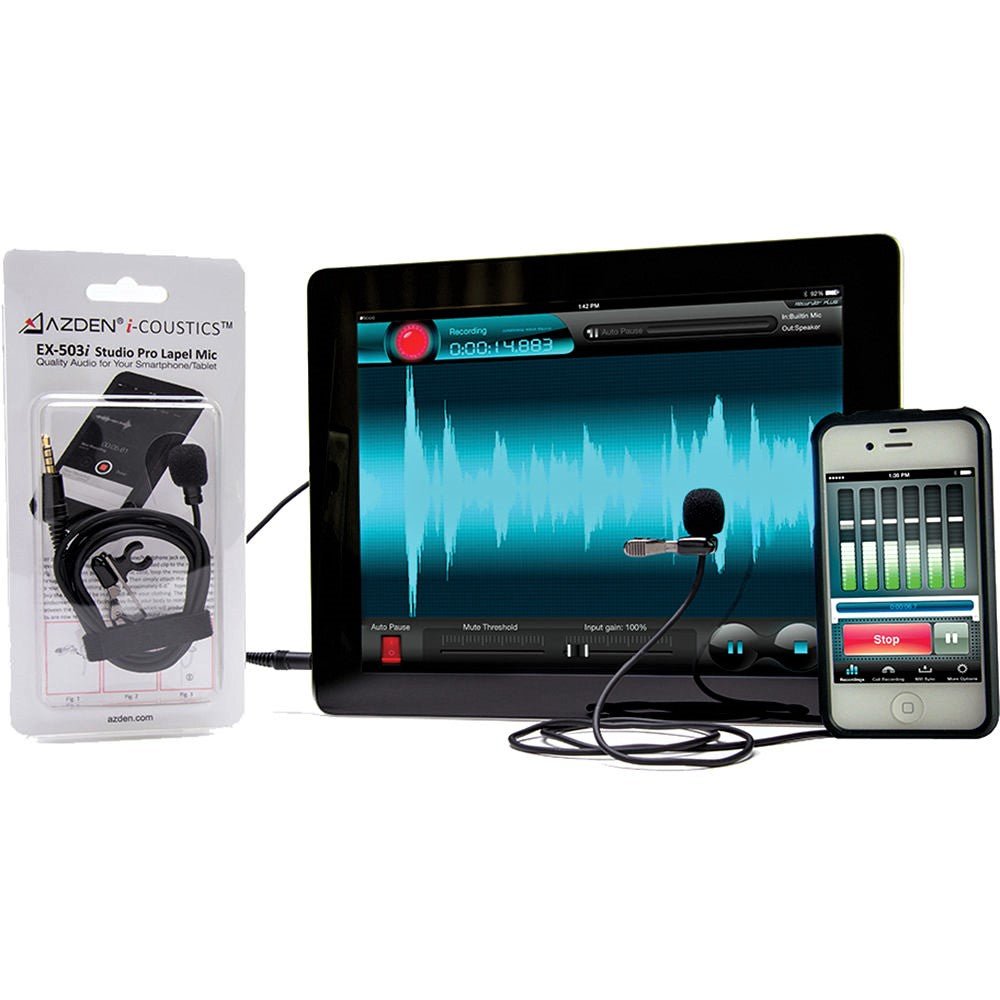 Azden Pro Studio Lapel Mic with TRRS Plug for iOS & Android