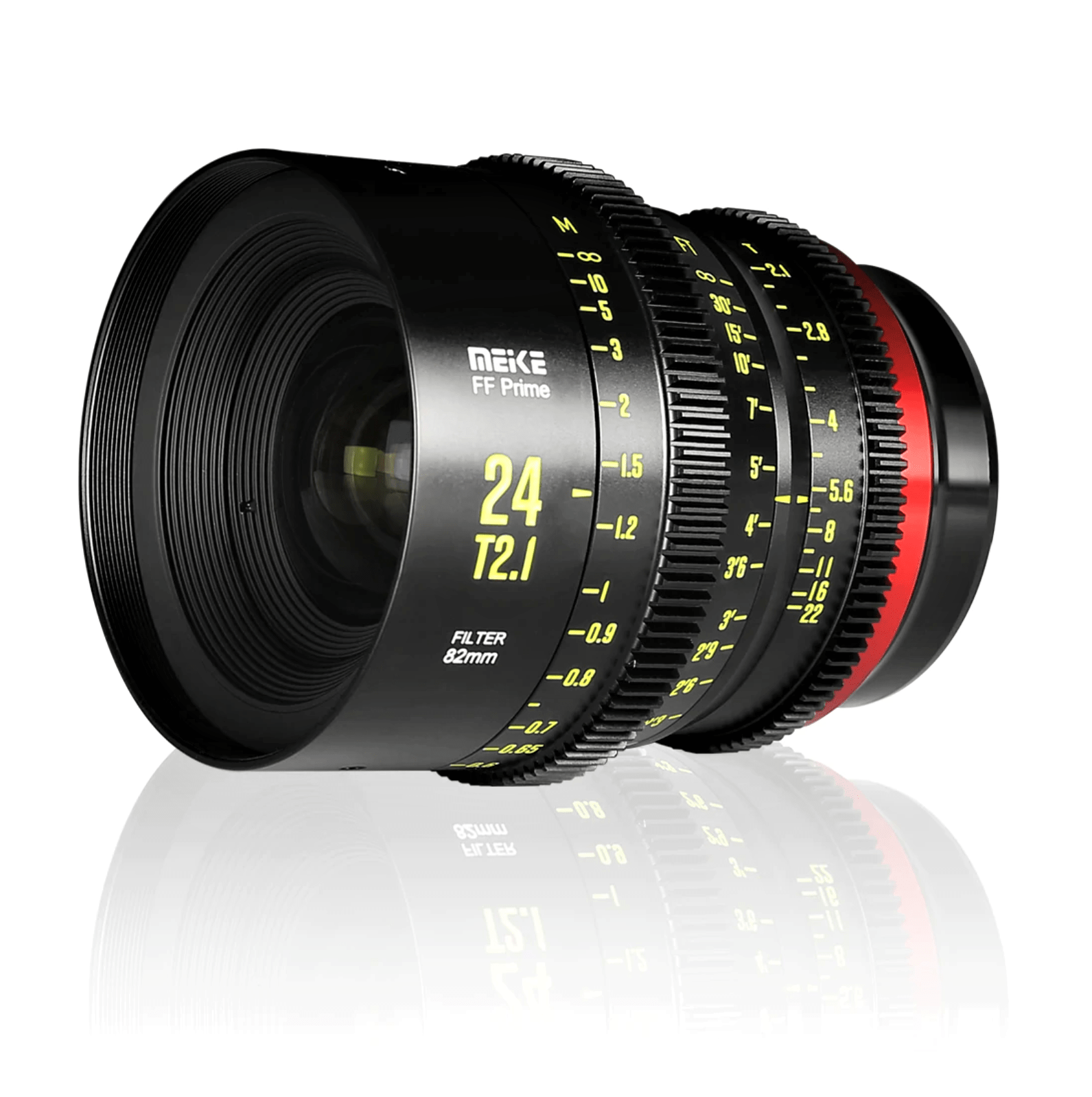 Meike Cinema Full Frame Cinema Prime 24mm T2.1 Lens (Sony E Mount) in a Front-Side View