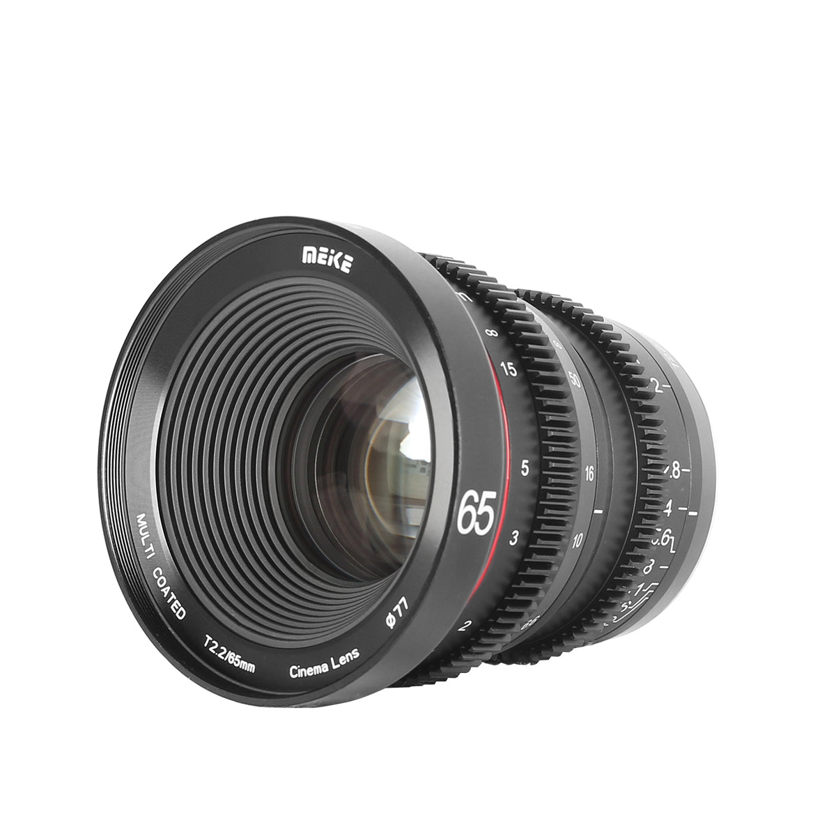 Meike Cinema Prime 65mm T2.2 Lens (Fujifilm X Mount) in a Front-Side View