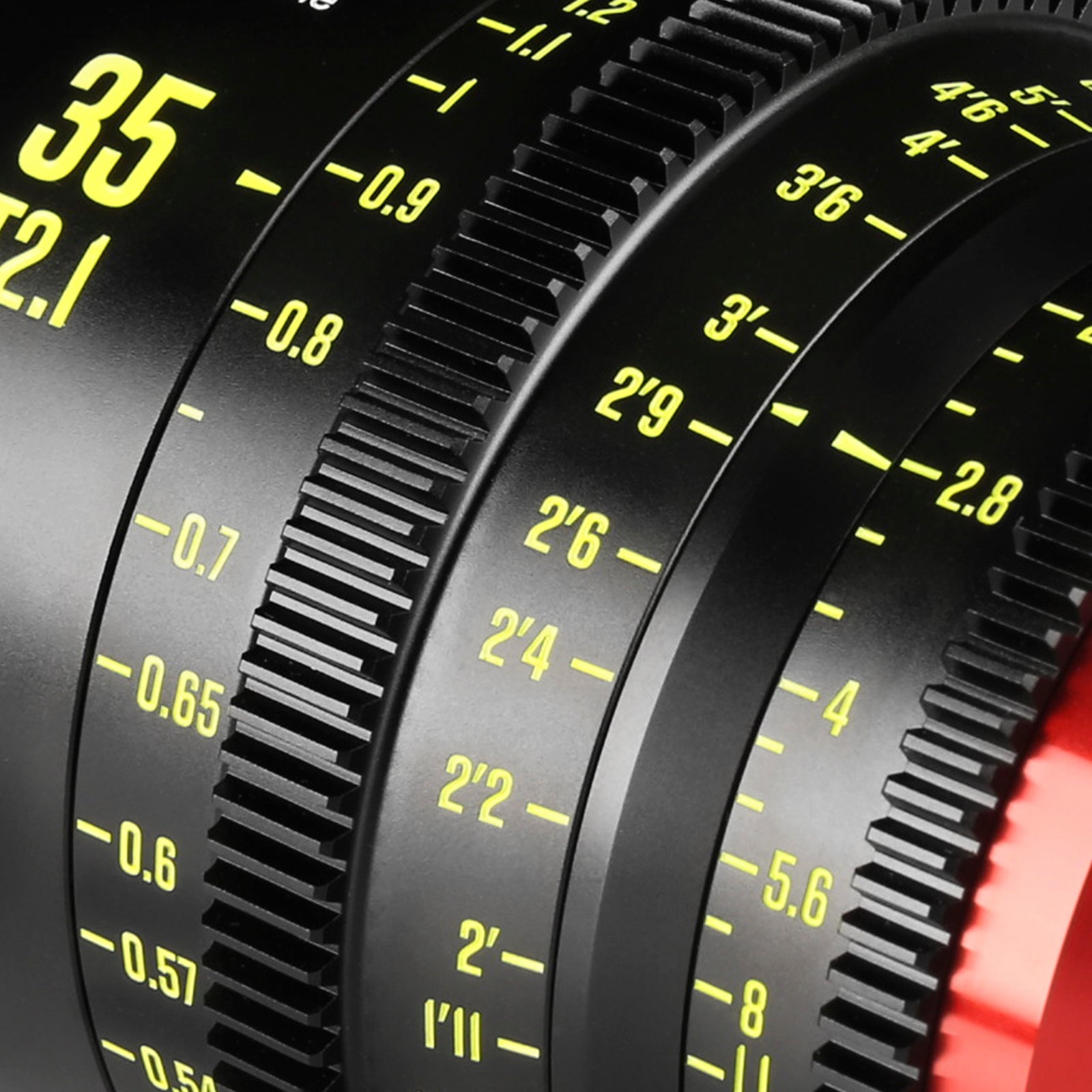Meike Cinema Full Frame Cinema Prime 35mm T2.1 Lens (RF Mount) in a Full Close-Up View