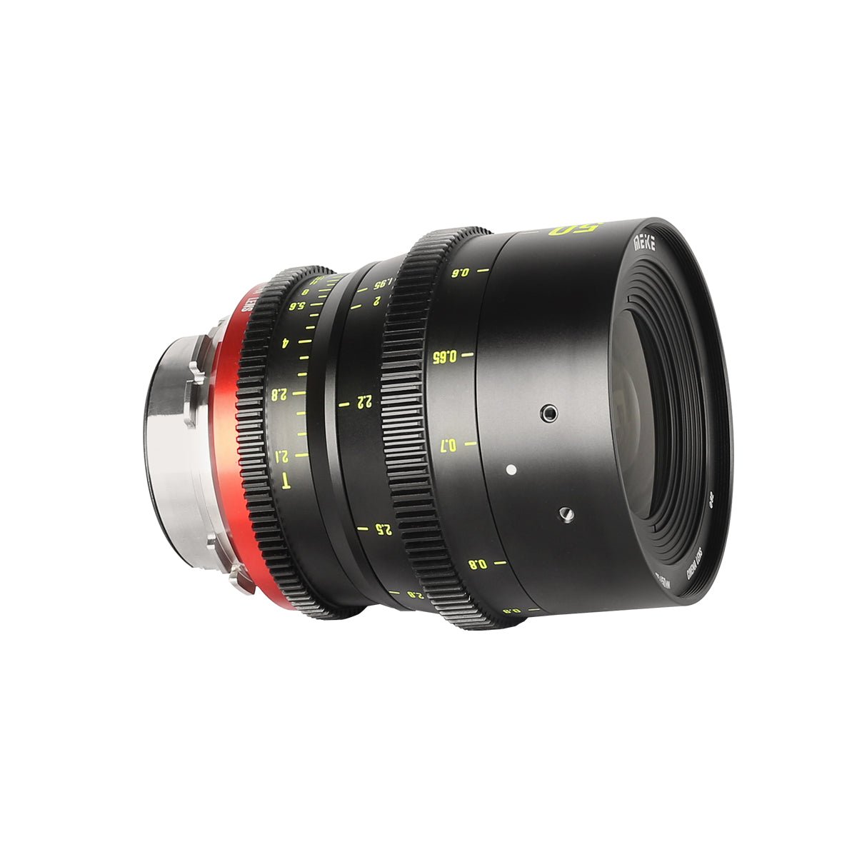 Meike Cinema Full Frame Cinema Prime 50mm T2.1 Lens (PL Mount) in a Side View