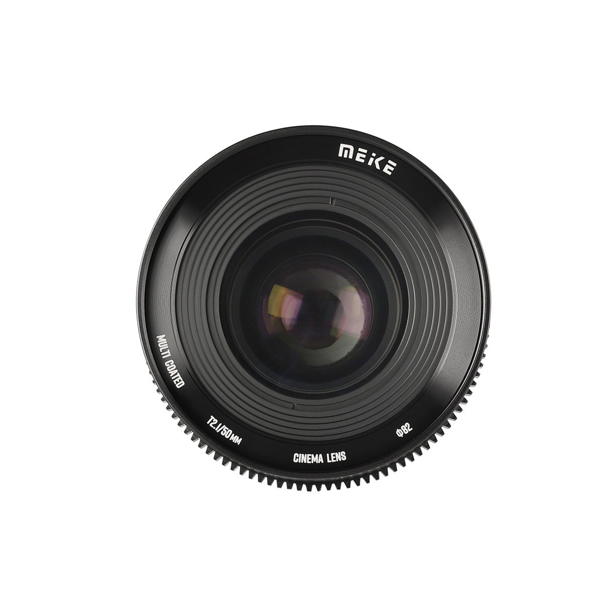 Meike Cinema Full Frame Cinema Prime 50mm T2.1 Lens (PL Mount) in a Front Close-Up View