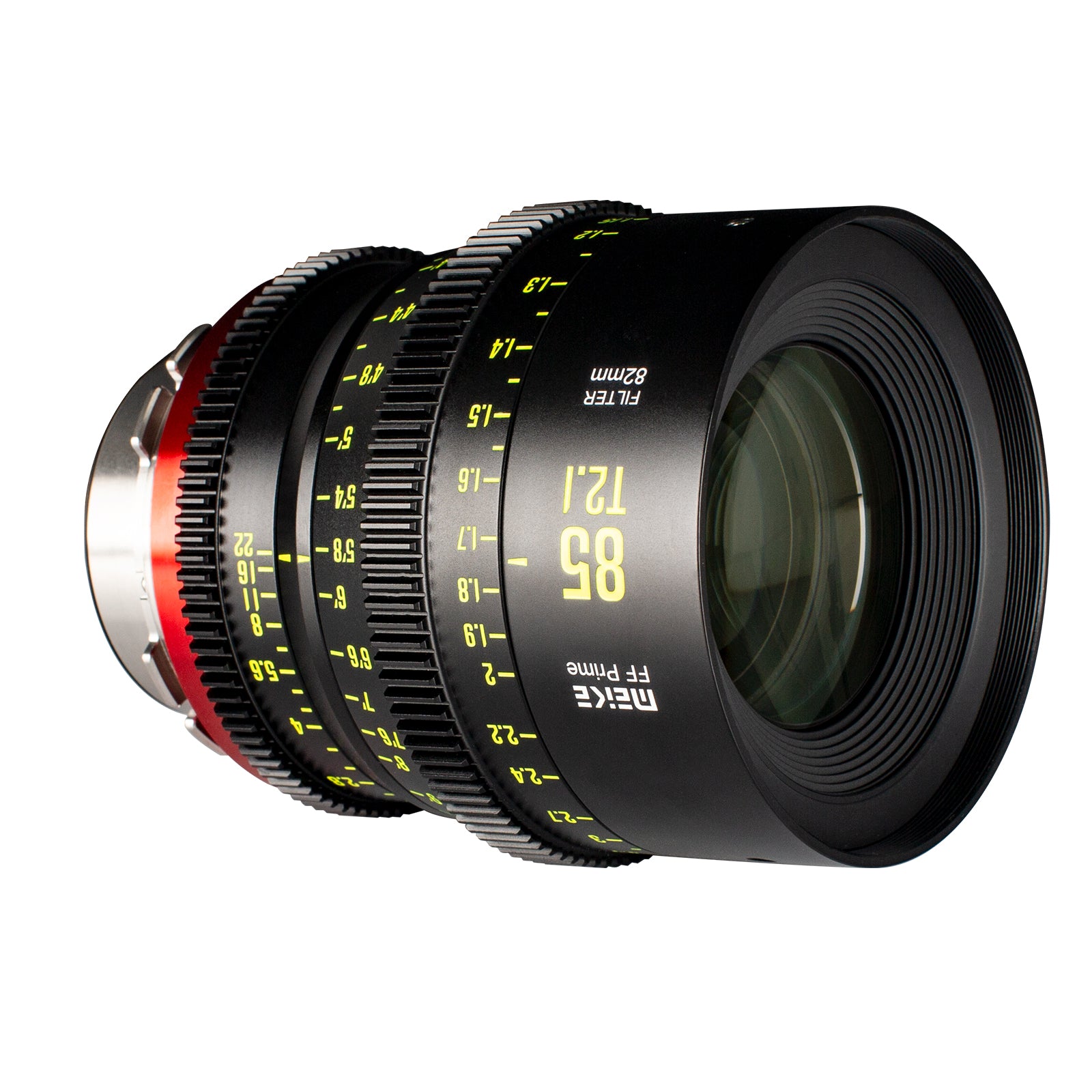 Meike Cinema Full Frame Cinema Prime 85mm T2.1 Lens (PL Mount) in a Front-Side View