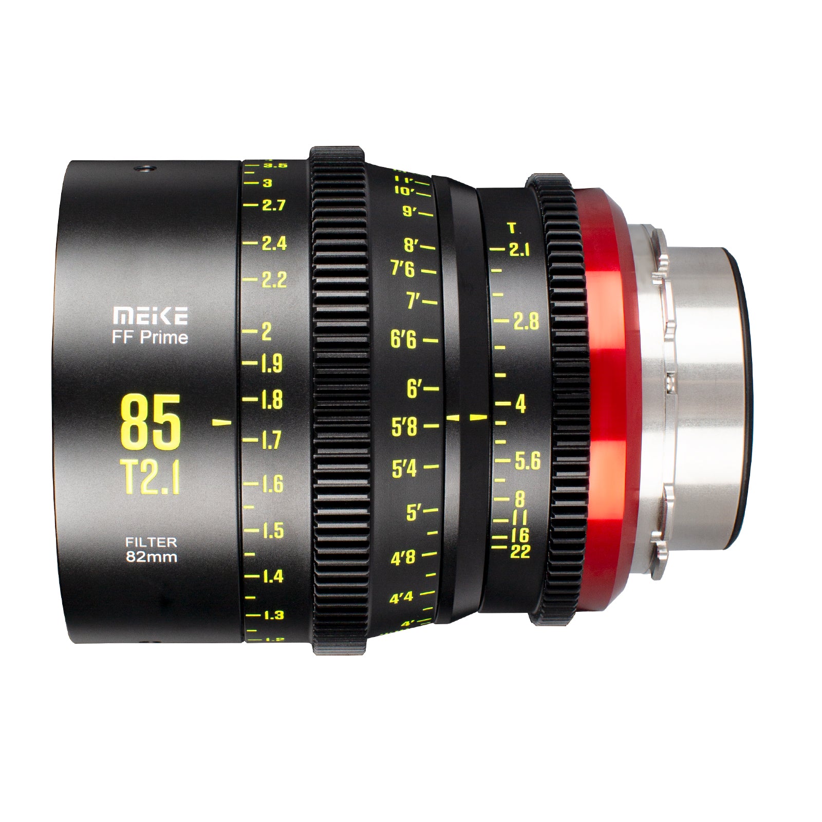 Meike Cinema Full Frame Cinema Prime 85mm T2.1 Lens (PL Mount) in a Side View