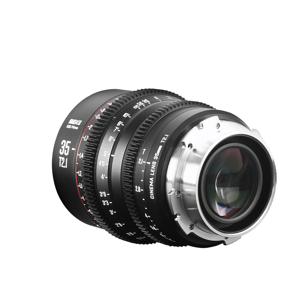 Meike Cinema Super35 Cinema Prime 35mm T2.1 Lens (PL Mount) in a Back-Side View