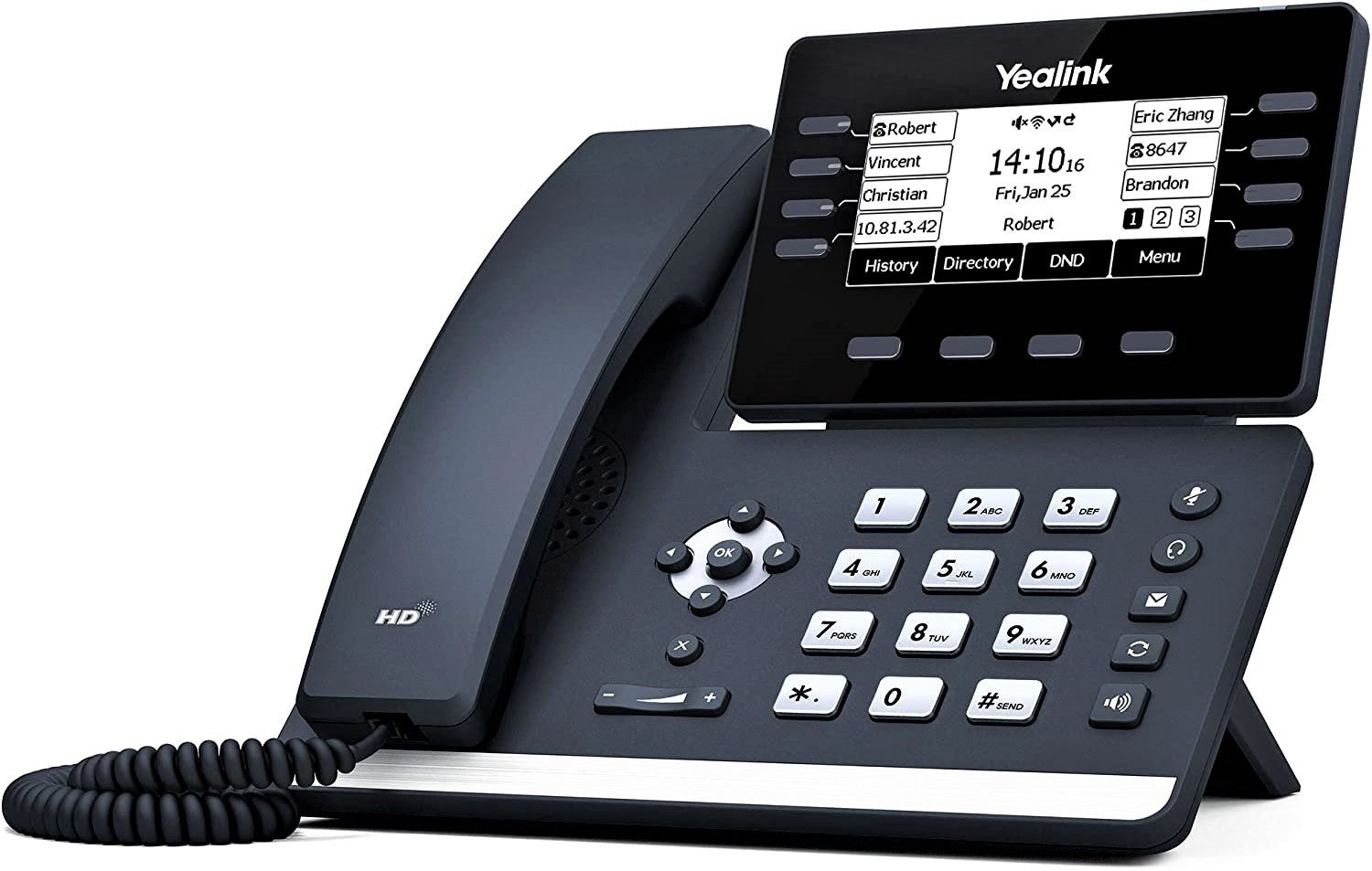 Yealink T53 IP Phone, 12 VoIP Accounts. 3.7-Inch Graphical Display. USB 2.0, Dual-Port Gigabit Ethernet, 802.3af PoE, Power Adapter Not Included (SIP-T53)