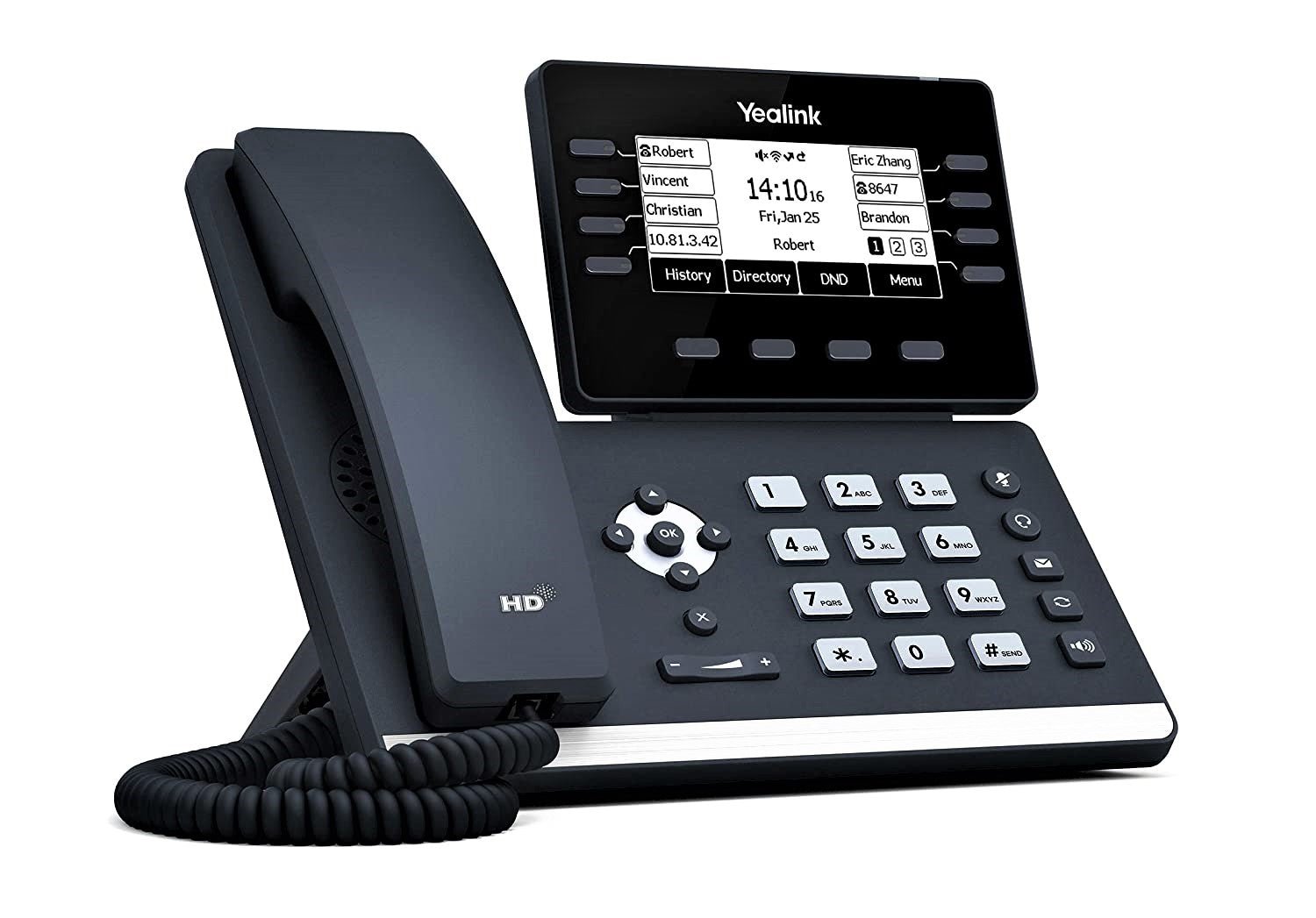 Yealink T53W IP Phone, 12 VoIP Accounts. 3.7-Inch Graphical Display. USB 2.0, 802.11ac Wi-Fi, Dual-Port Gigabit Ethernet, 802.3af PoE, Power Adapter Not Included (SIP-T53W)