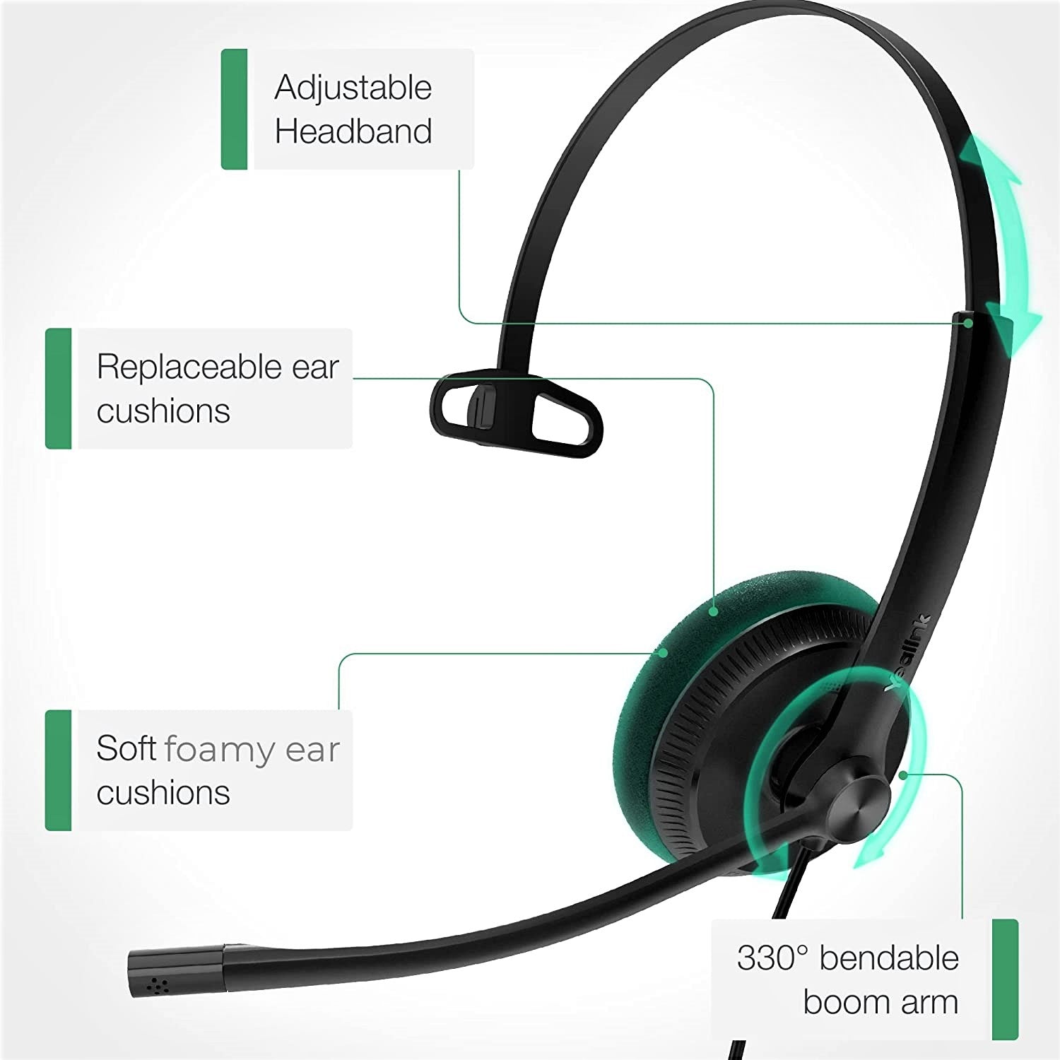 Yealink Headset with Microphone USB Headset Computer Headset PC Laptop Headset Teams Certified UH34 Wired Noise Cancelling