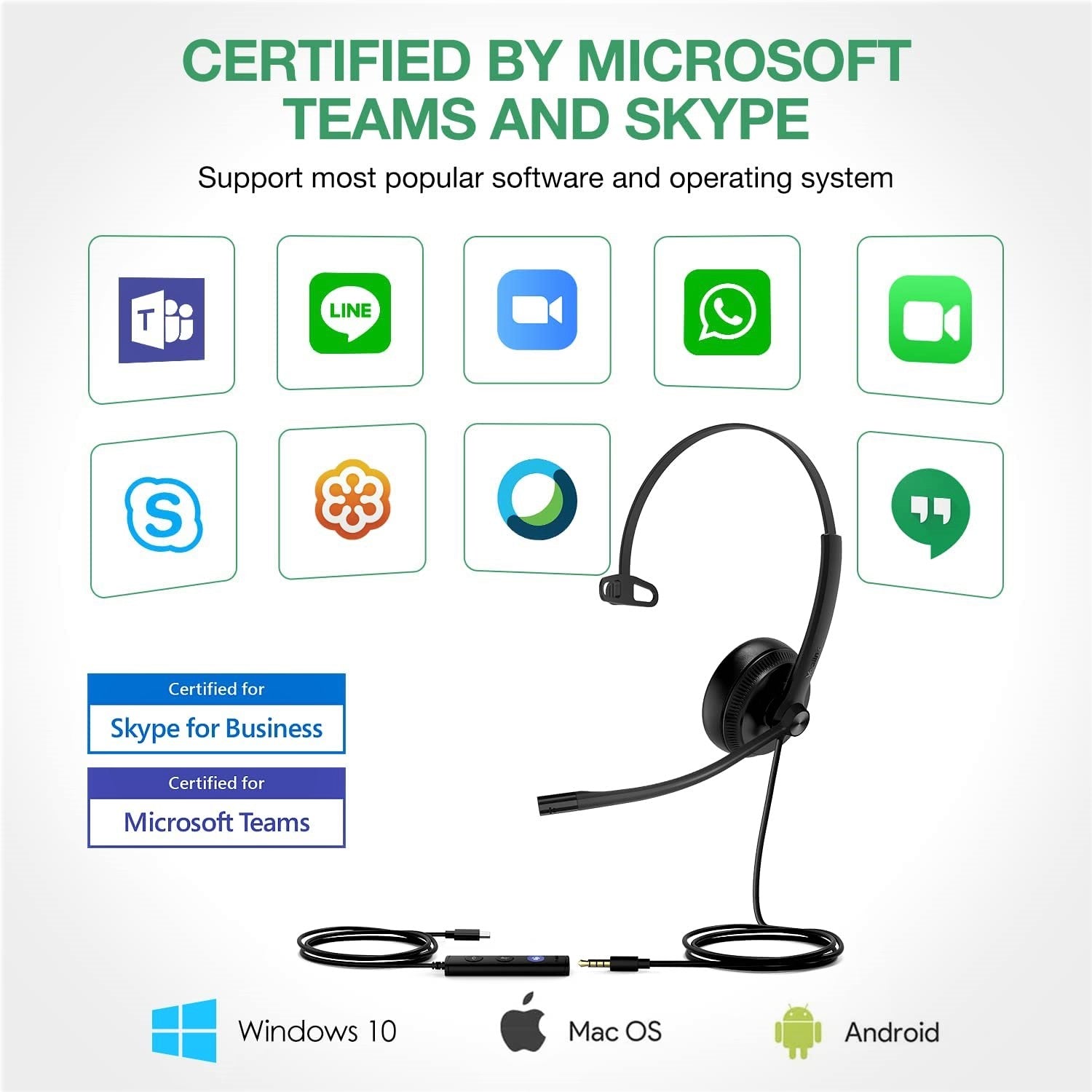 Yealink UH34 SE Mono USB-C Wired Headset - Features