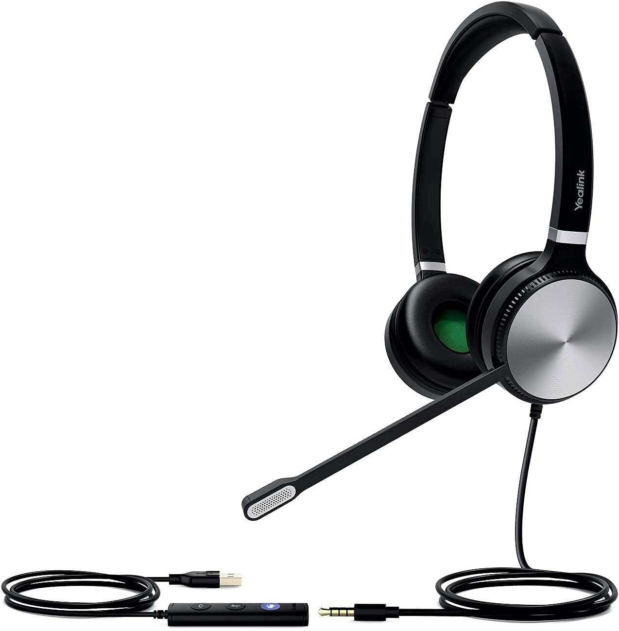 Yealink Headset with Microphone for PC Laptop Computer Headset Teams Certified USB Headset UH36 UH34 Noise Cancelling with Mic Stereo 3.5mm Jack for Calls and Music