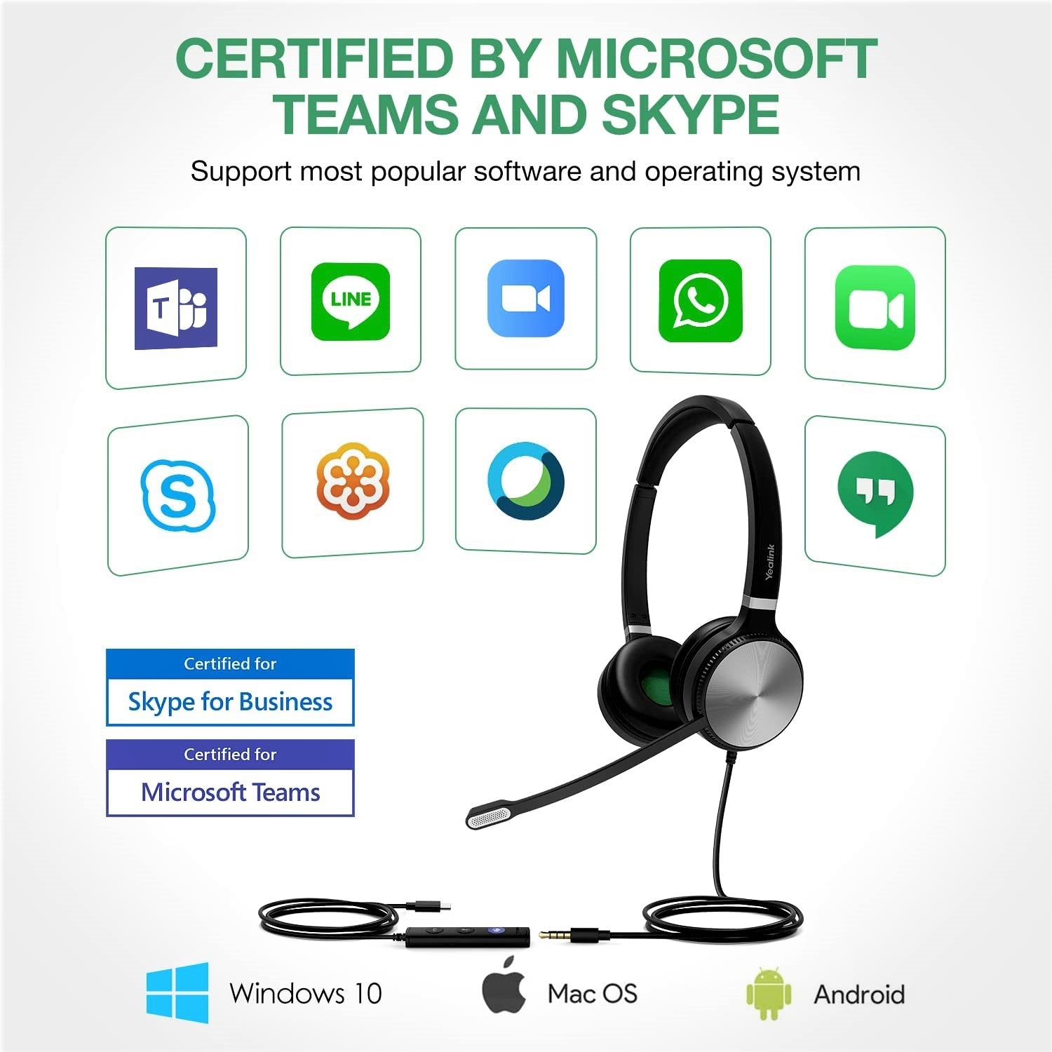 Yealink UH36 Dual USB-C Wired Headset - Features