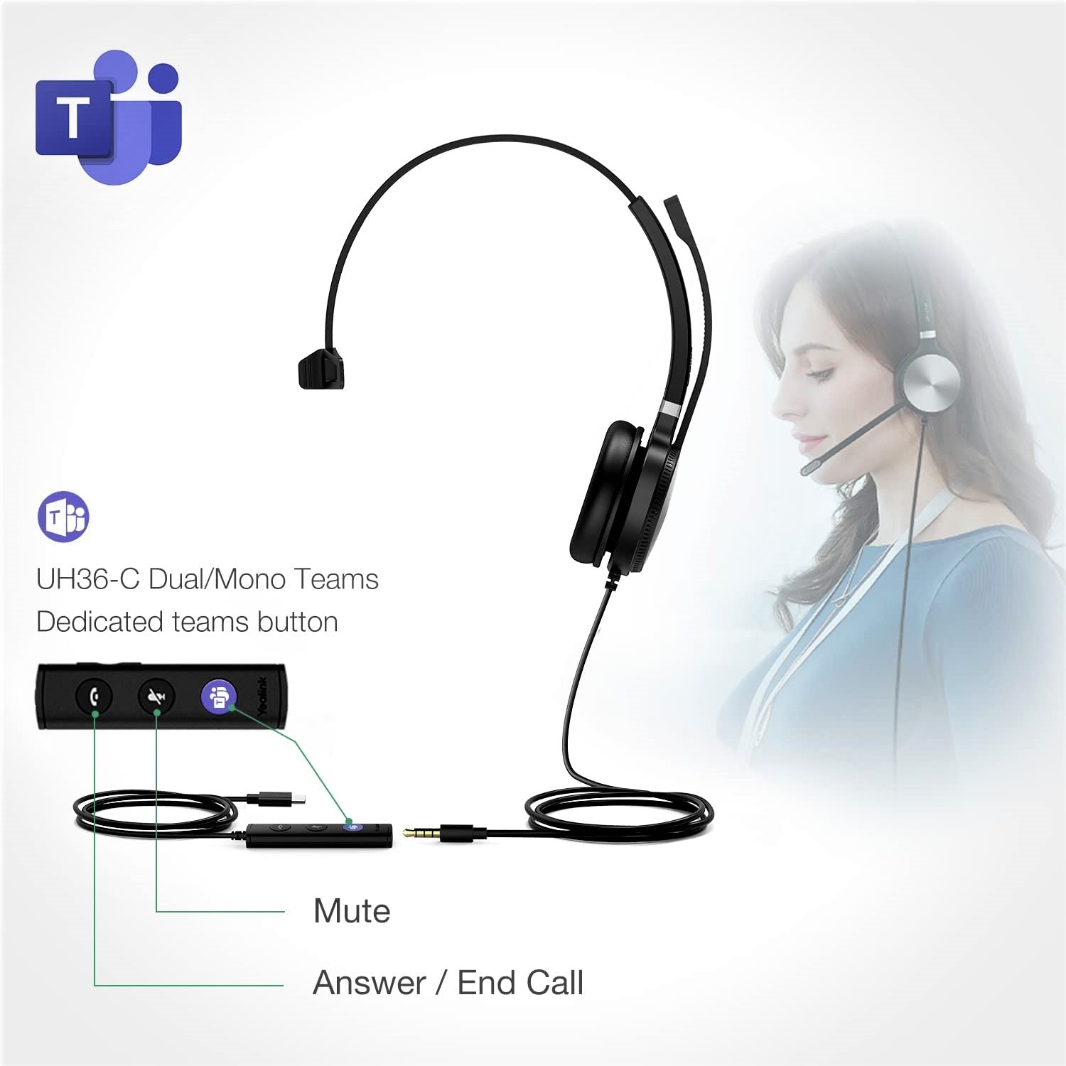 Yealink UH36 Mono USB-C Wired Headset