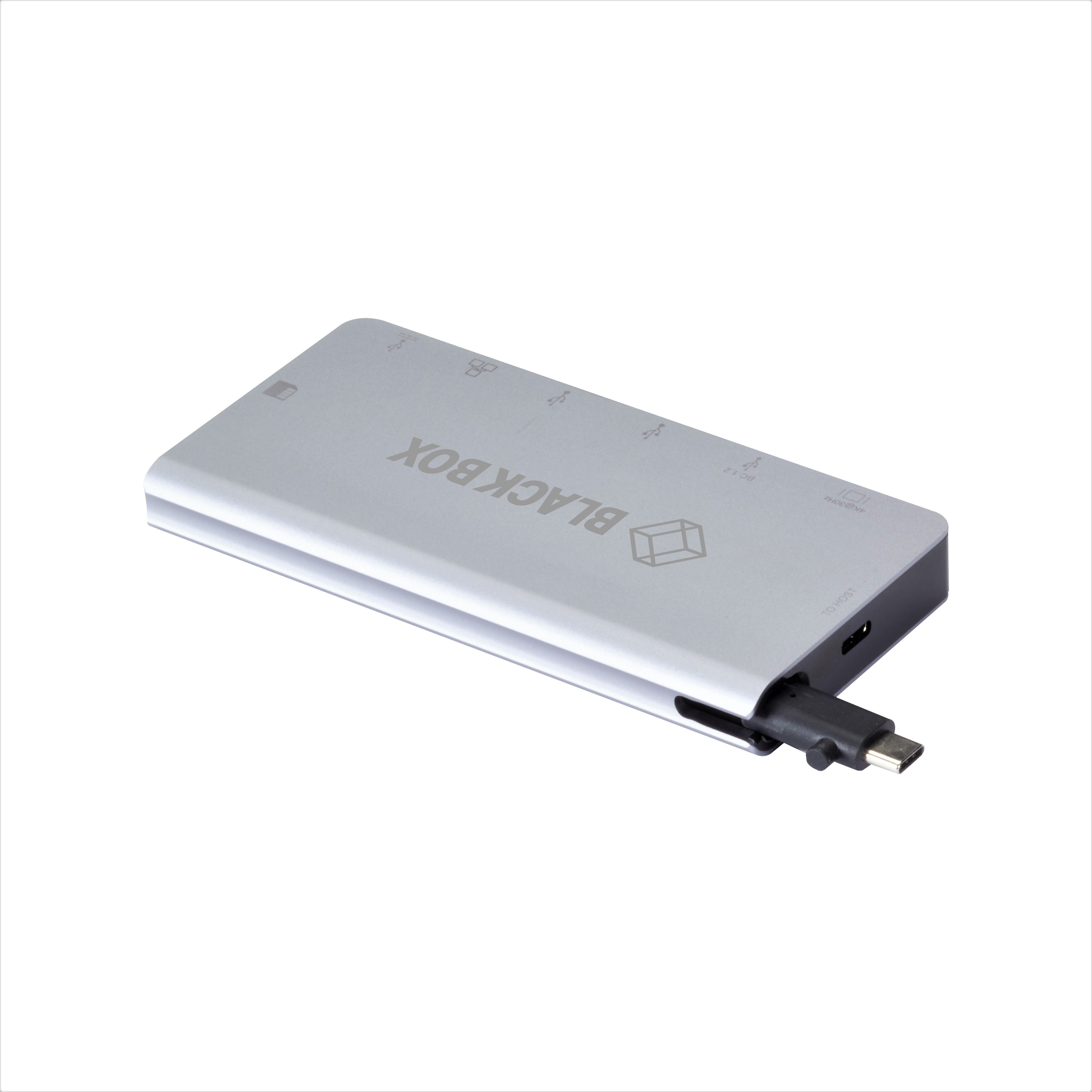 Black Box USB C Docking Station in a Side View