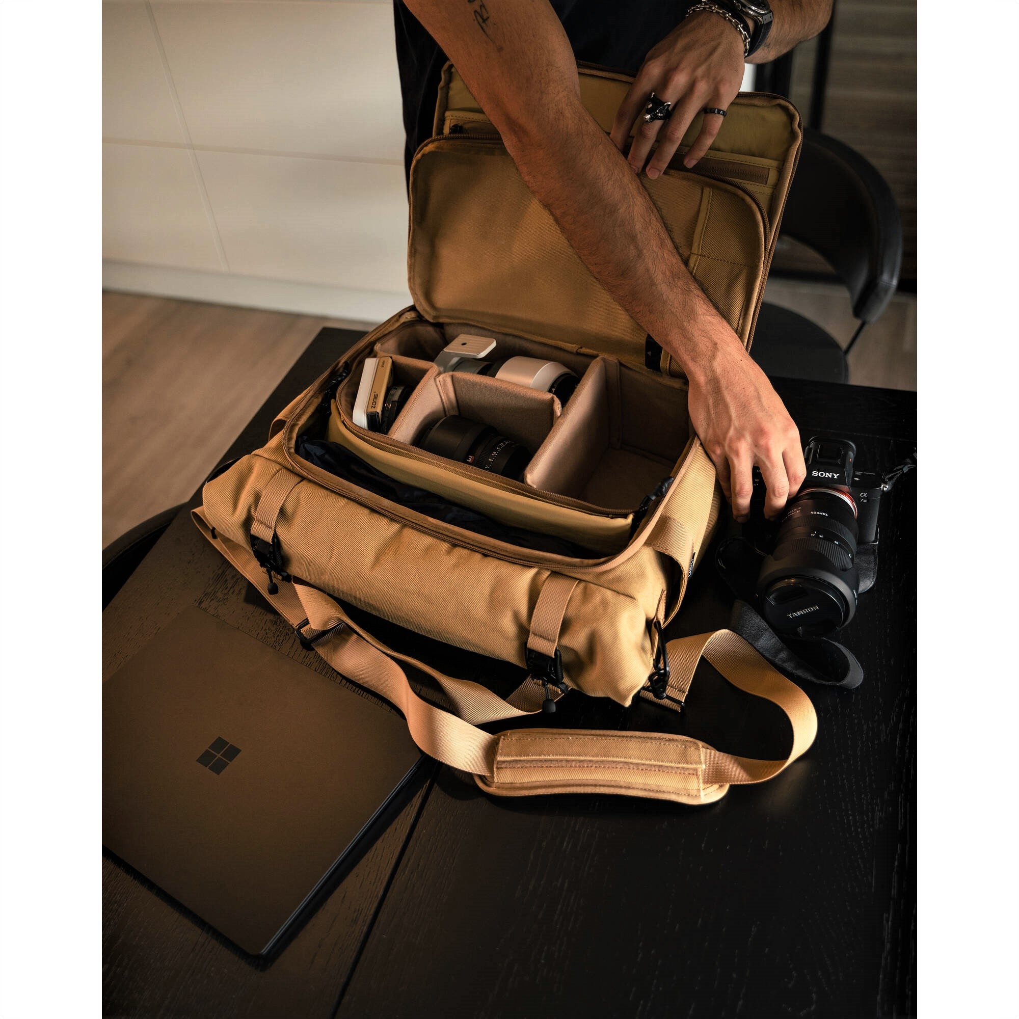 Langly Weekender Flight Bag with Camera Cube﻿ (Sand)