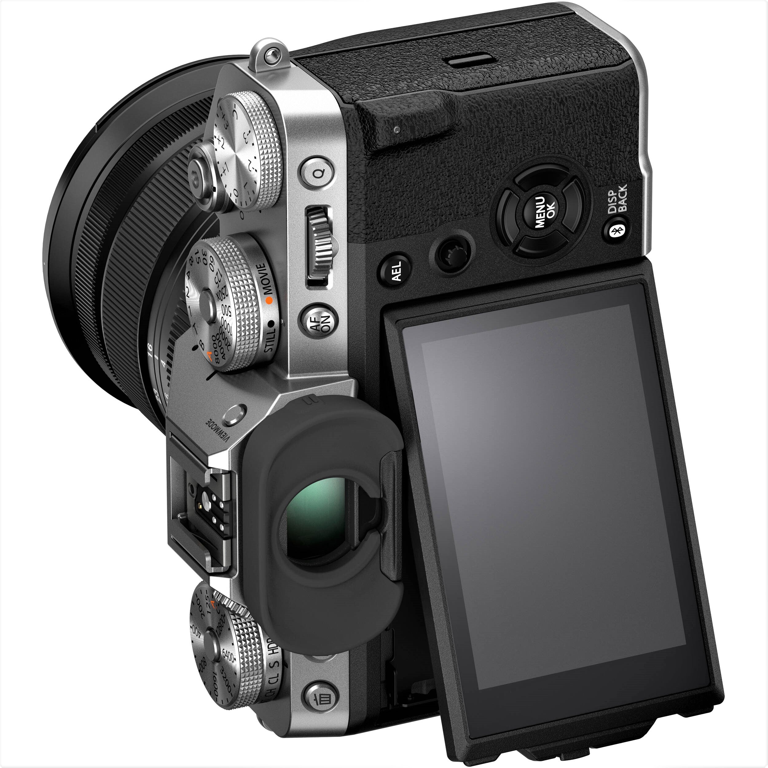 Fujifilm X-T5 Mirrorless Camera with 16-80mm Lens (Silver) vertical view with screen