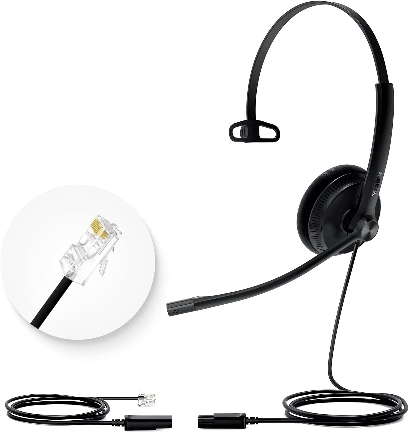 Yealink Headset with Microphone RJ9 for Voip Phone Wired Headset Teams Certified YHS34 YHS33 Noise Cancelling with Mic (YHS34-Lite-MONO, Black)