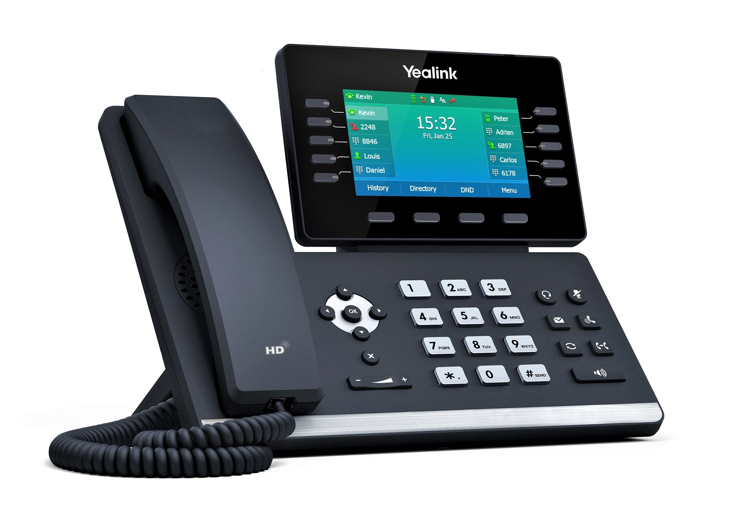 Yealink SIP-T54W IP Phone, 16 VoIP Accounts. 4.3-Inch Color Display. Adjustable Screen With Built-in USB 2.0, 802.11ac Wi-Fi, Dual-Port Gigabit Ethernet, 802.3af PoE, Power Adapter Not Included