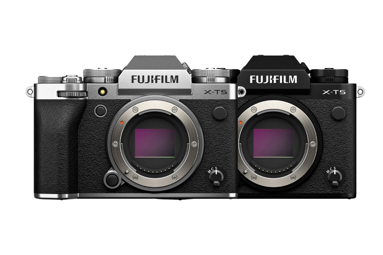 Front View of Fujifilm X-T5 Mirrorless Camera (Black and Silver)