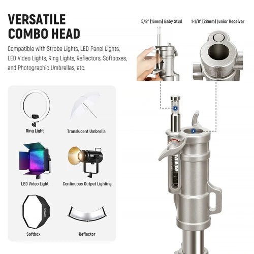 Neewer ST240SS Stainless Steel Light Stand with Casters (7.9')