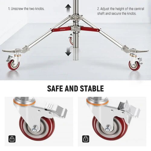 Neewer ST240SS Stainless Steel Light Stand with Casters (7.9')