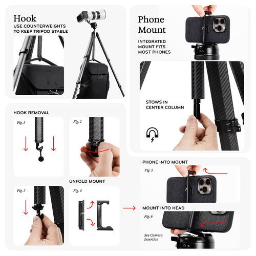 Peak Design Pro Lite Carbon Fiber Tripod with Ball Head (Black)