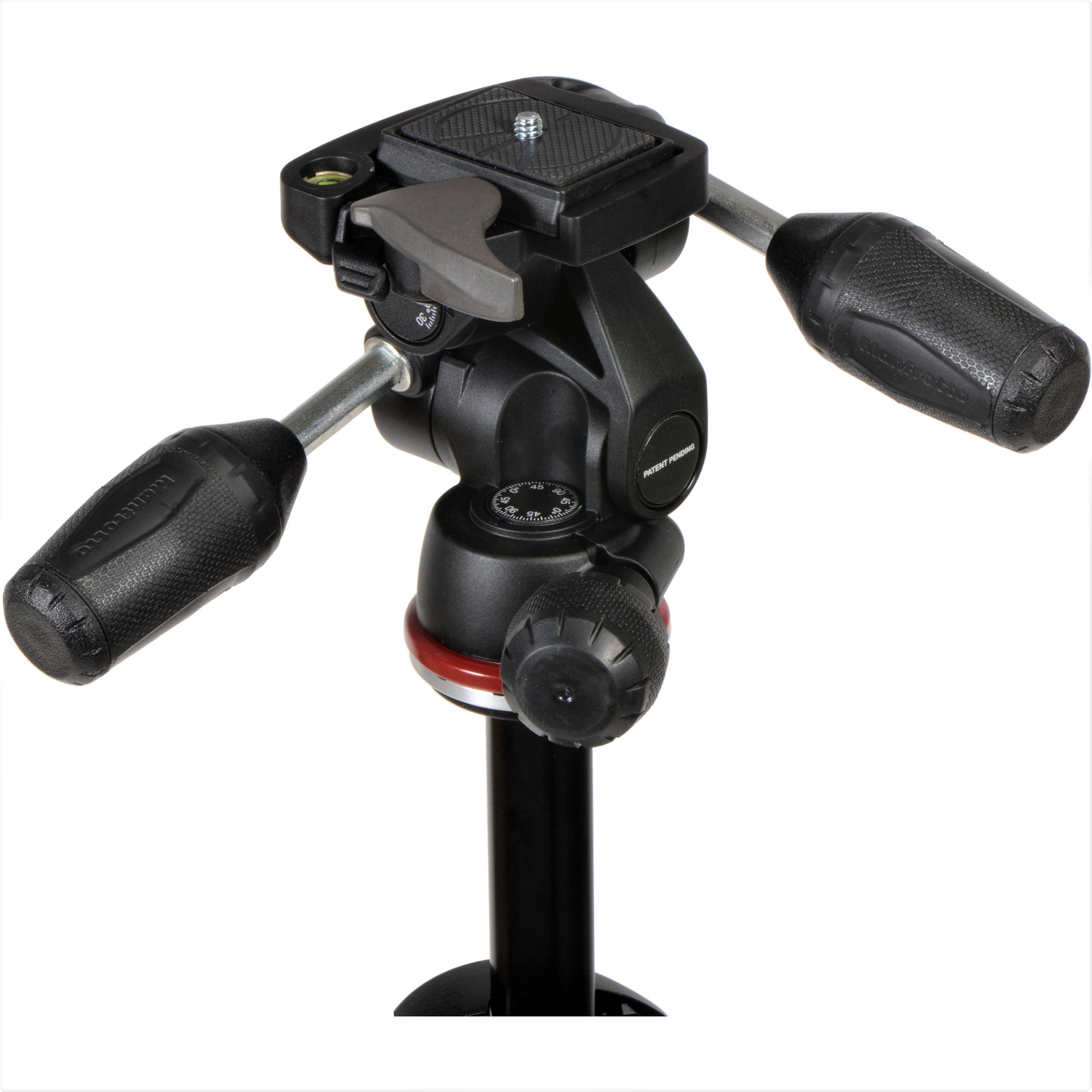 Manfrotto 290 Xtra Aluminum Tripod with 804 3-Way Pan/Tilt Head - Close-Up View