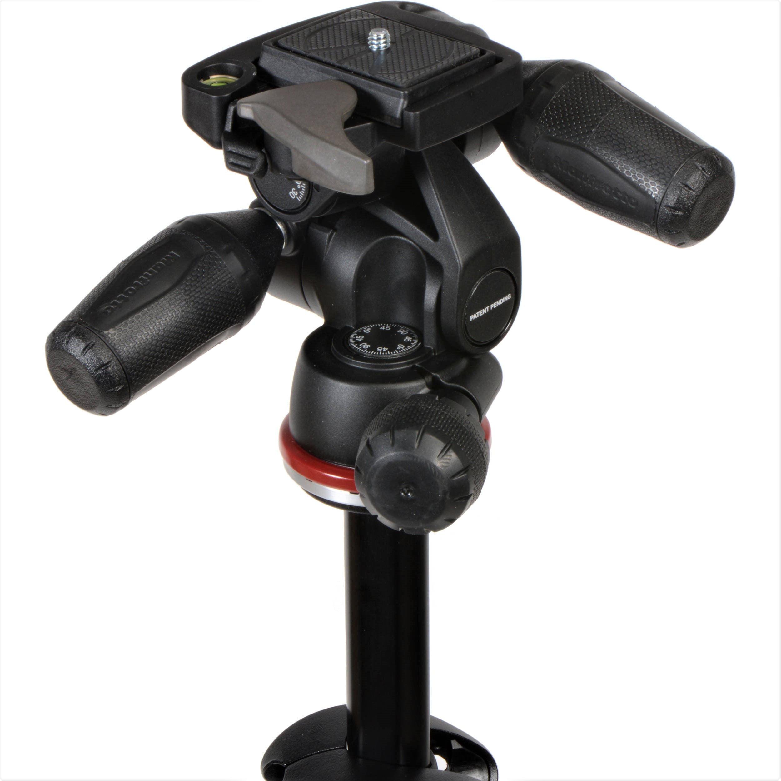 Manfrotto 290 Xtra Aluminum Tripod with 804 3-Way Pan/Tilt Head - Close-Up View