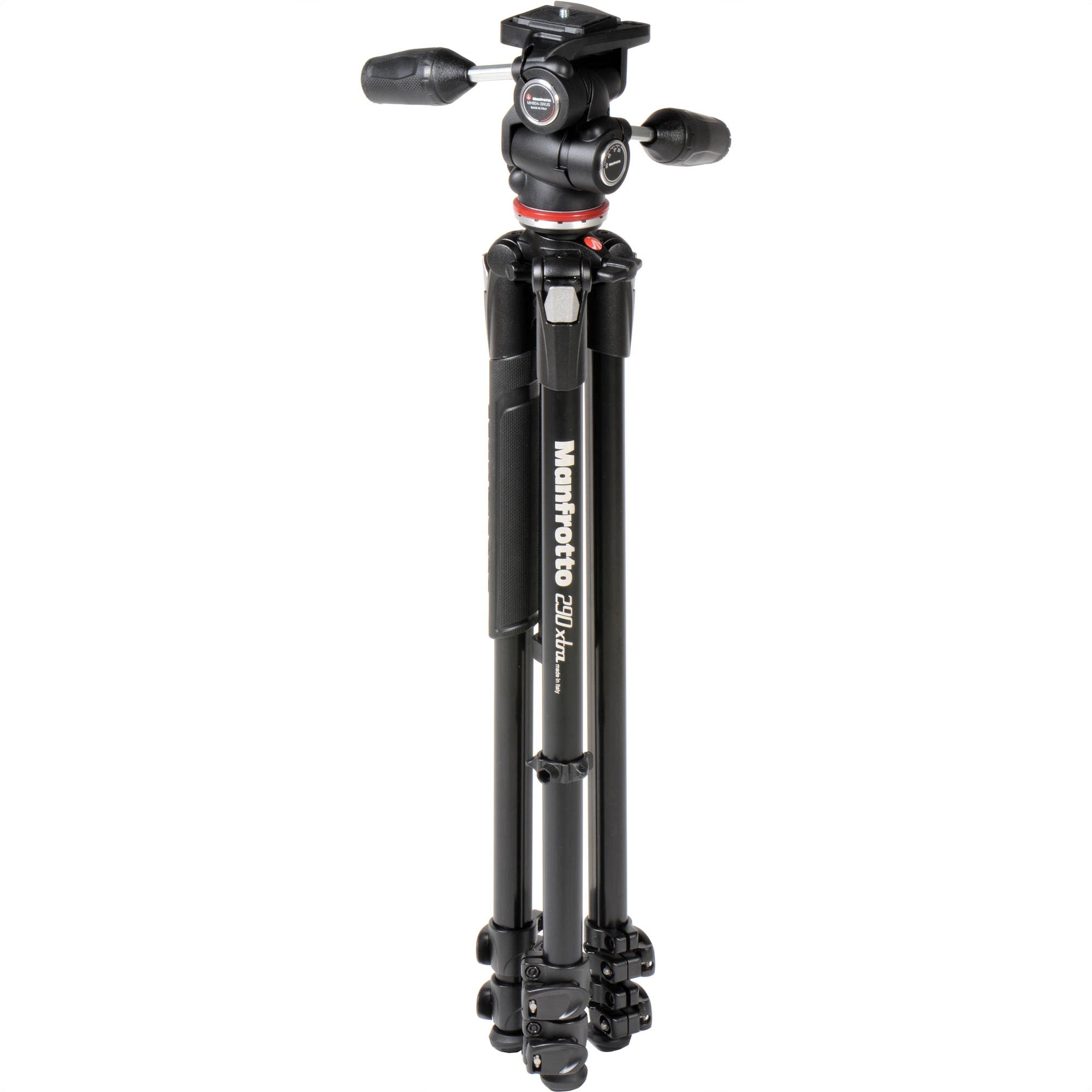 Manfrotto 290 Xtra Aluminum Tripod with 804 3-Way Pan/Tilt Head - Close-Up View