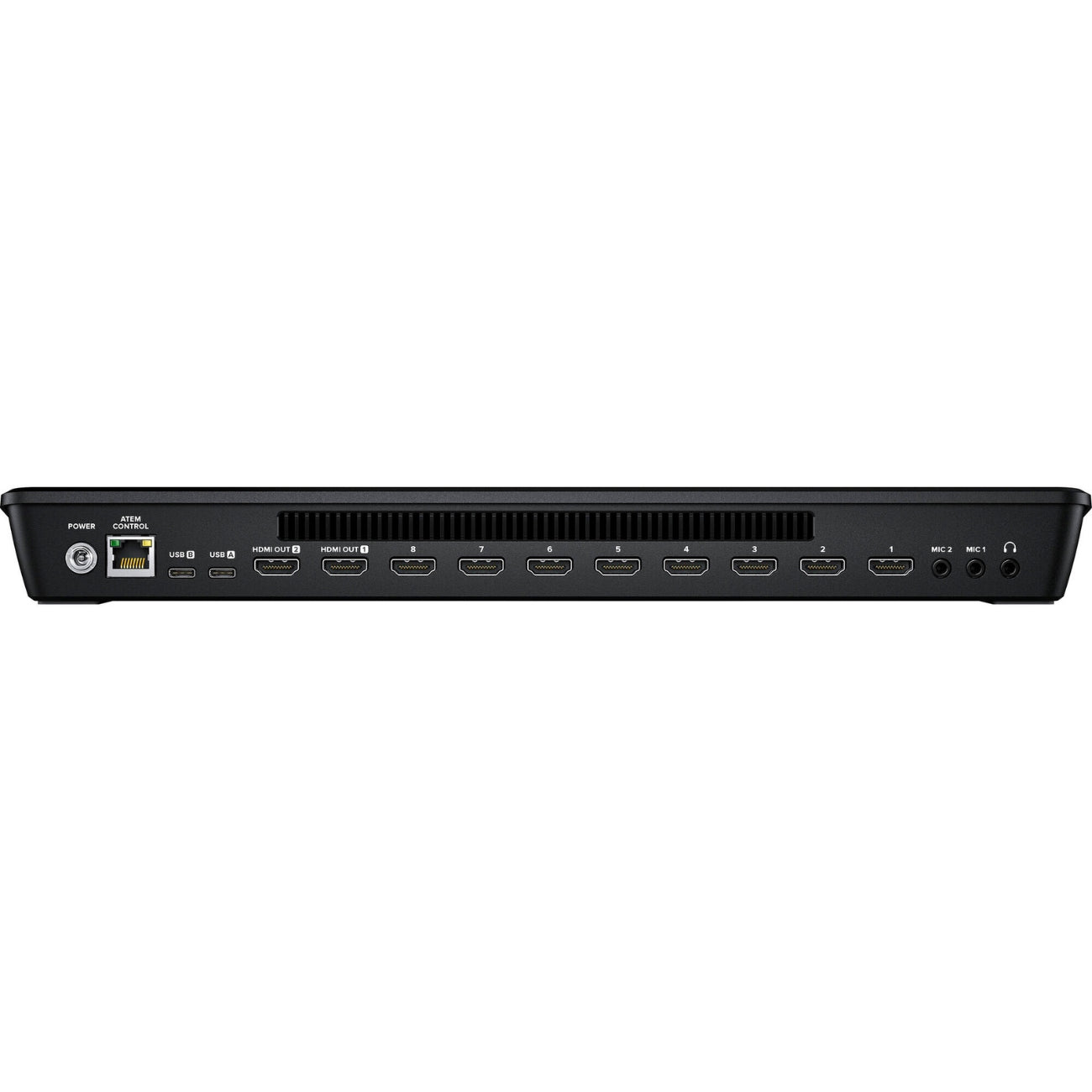 ATEM Mini Extreme ISO HDMI Live Streaming Switcher with 12V Power Supply, International Adapters & Standard HDMI Cable (A-A) - Back View