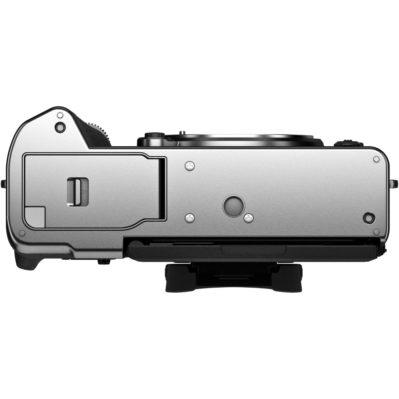 Bottom view of the Fujifilm X-T5 (Silver)