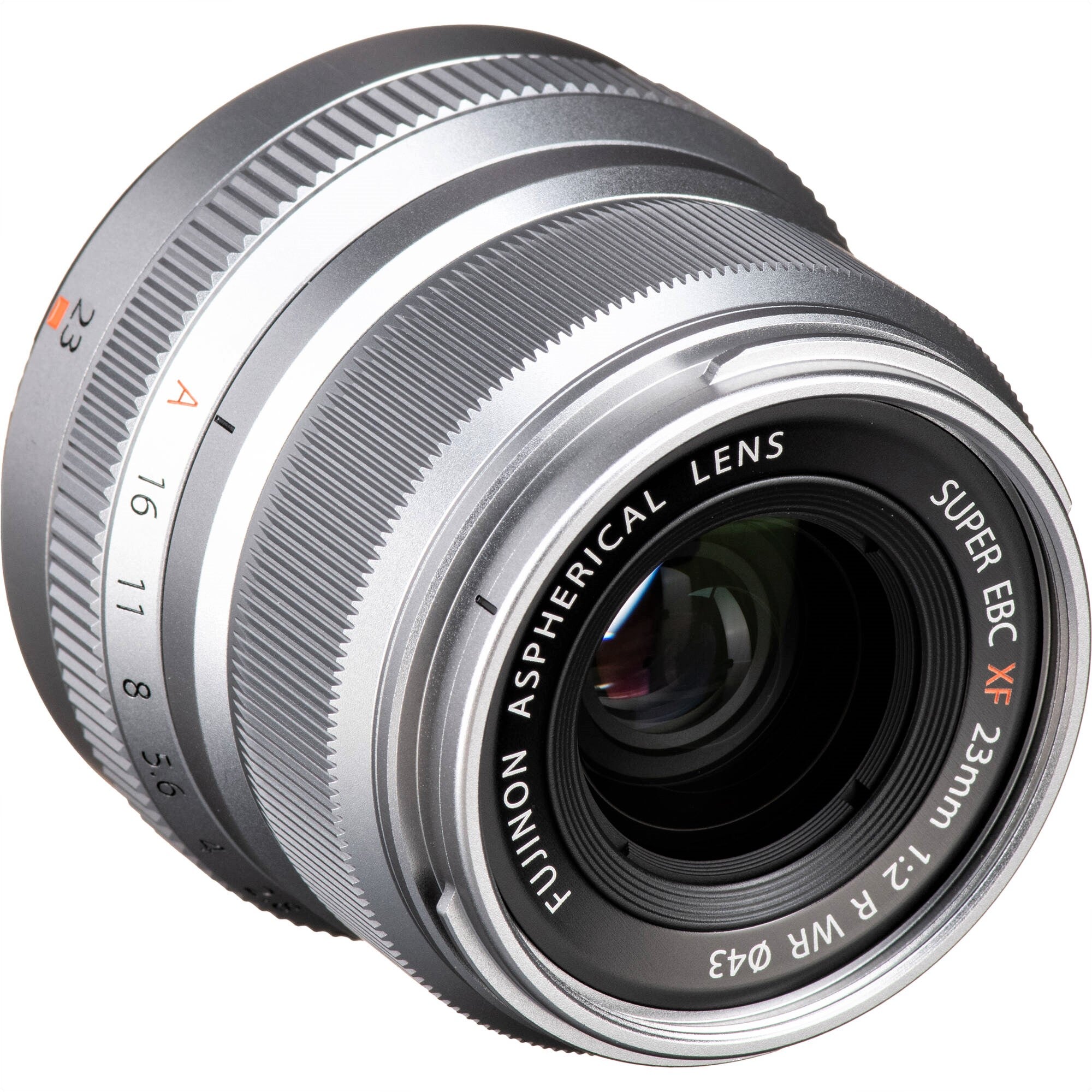 FUJIFILM XF 23mm f/2 R WR Lens (Silver) - Front Side View