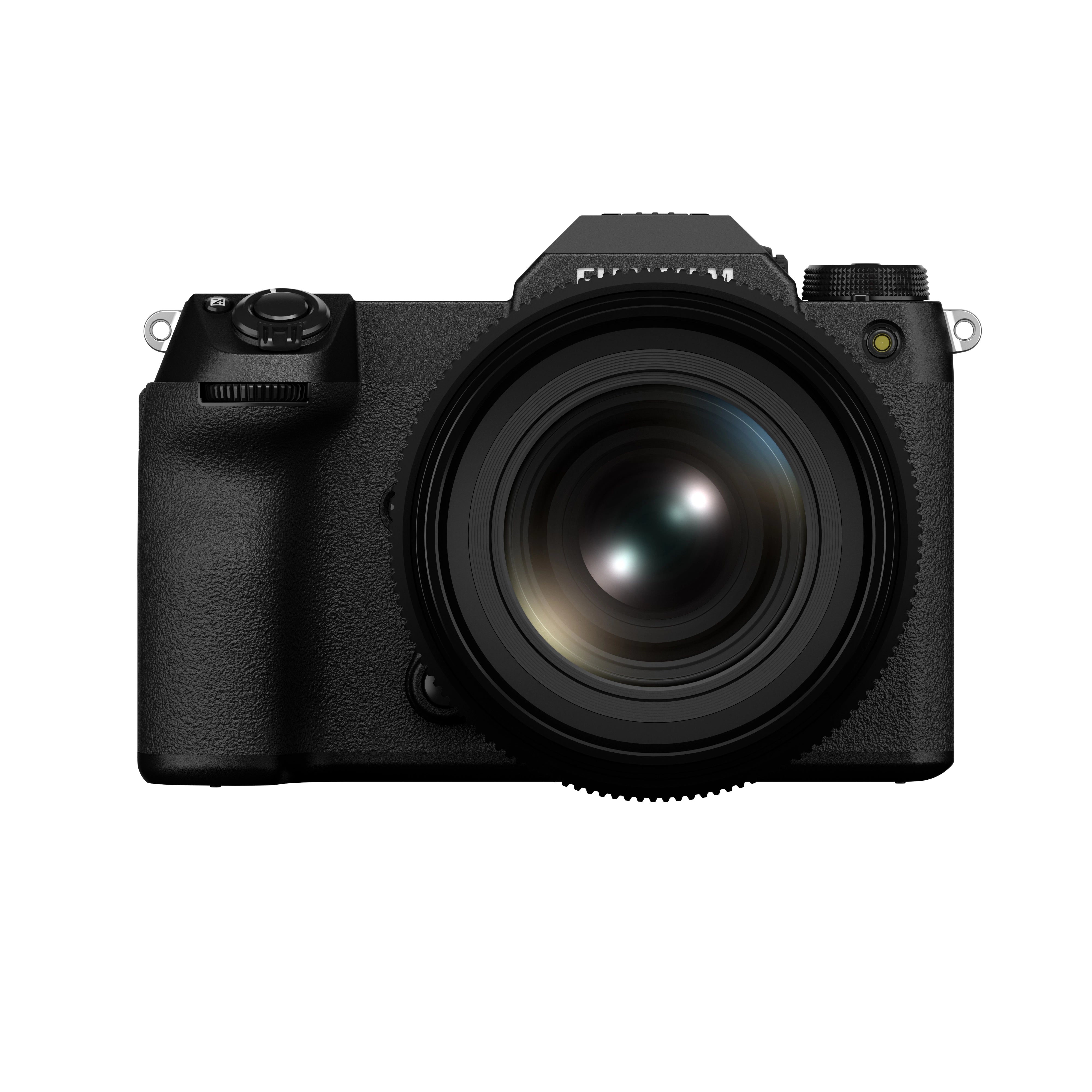 FUJINON GF55mmF1.7 R WR Lens Front View with Camera