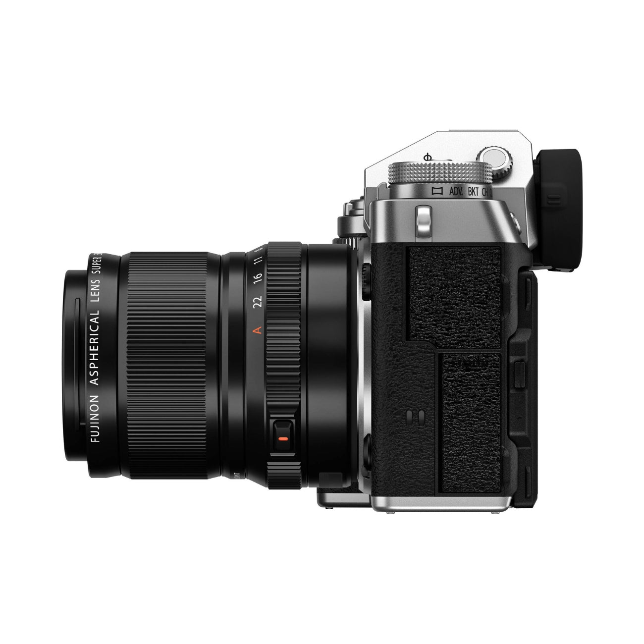 Fujifilm X-T5 Mirrorless Camera (Silver) with Lens - Side view