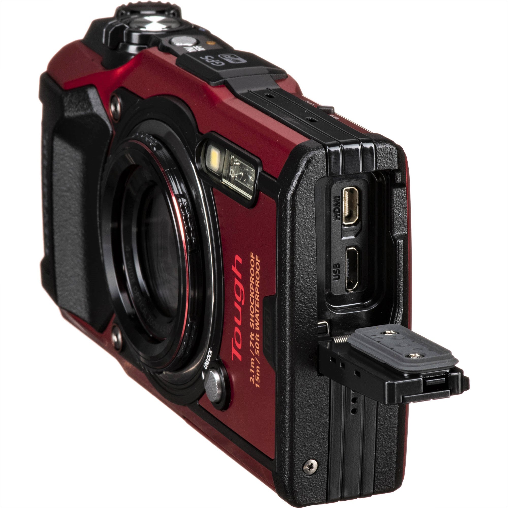 Olympus Tough TG-6 Digital Camera (Red) - Side View