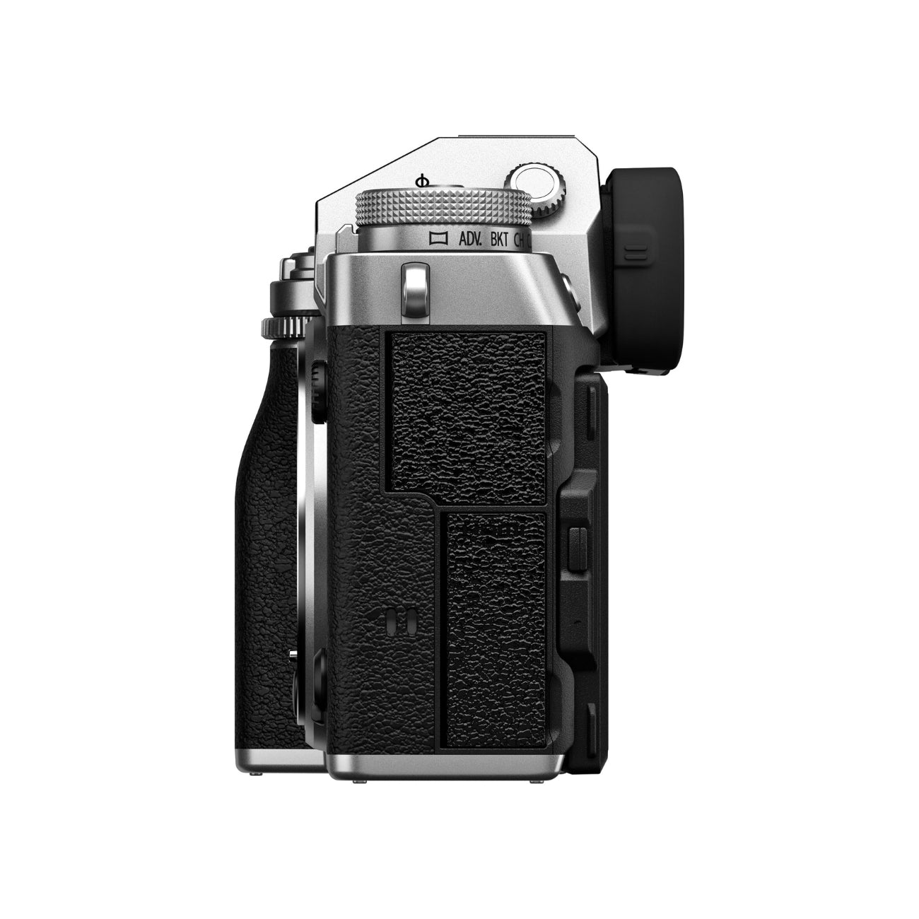 Side view of the Fujifilm X-T5 (Silver)
