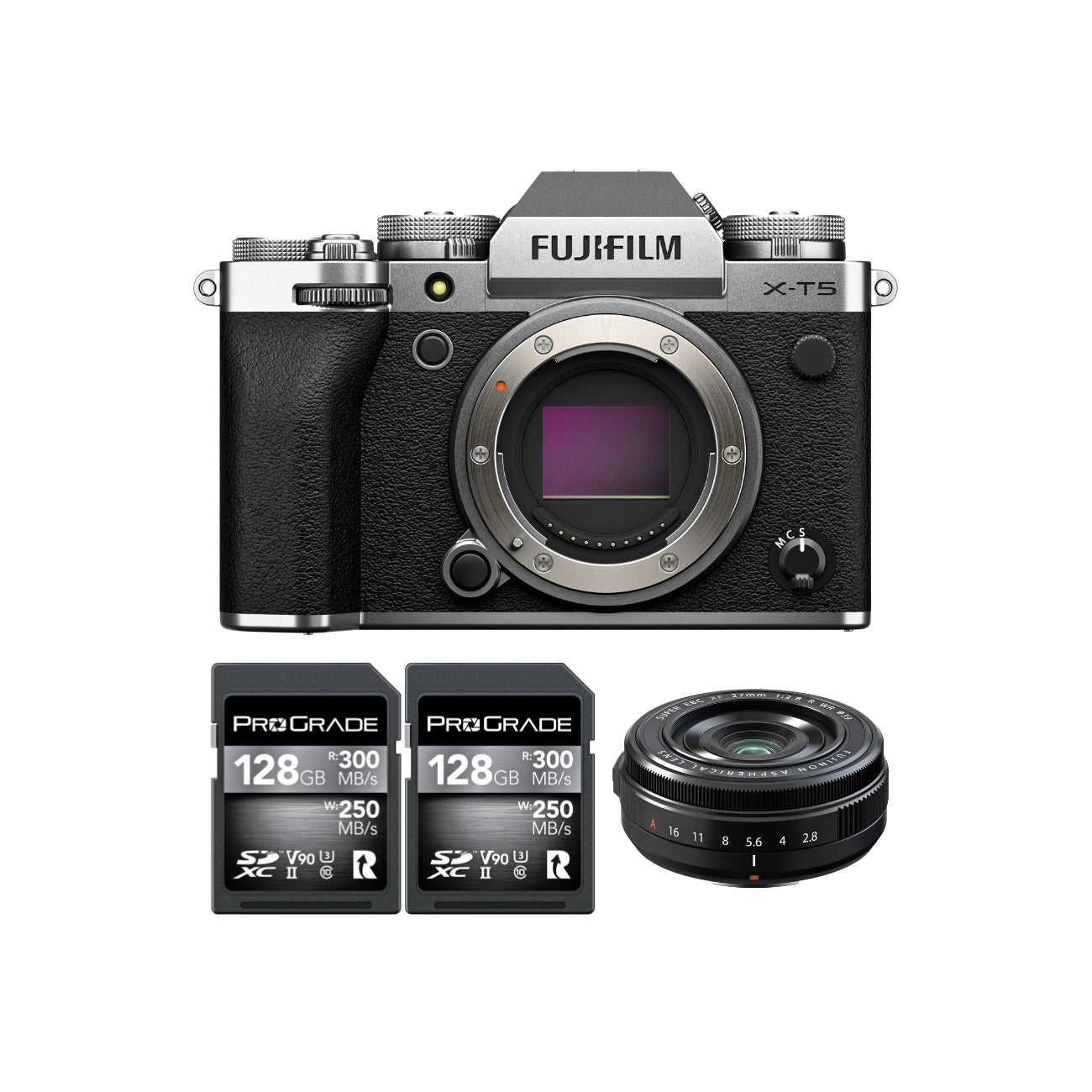 Fujifilm X-T5 Mirrorless Camera with 27mm Lens & 128GB Memory Card Kit