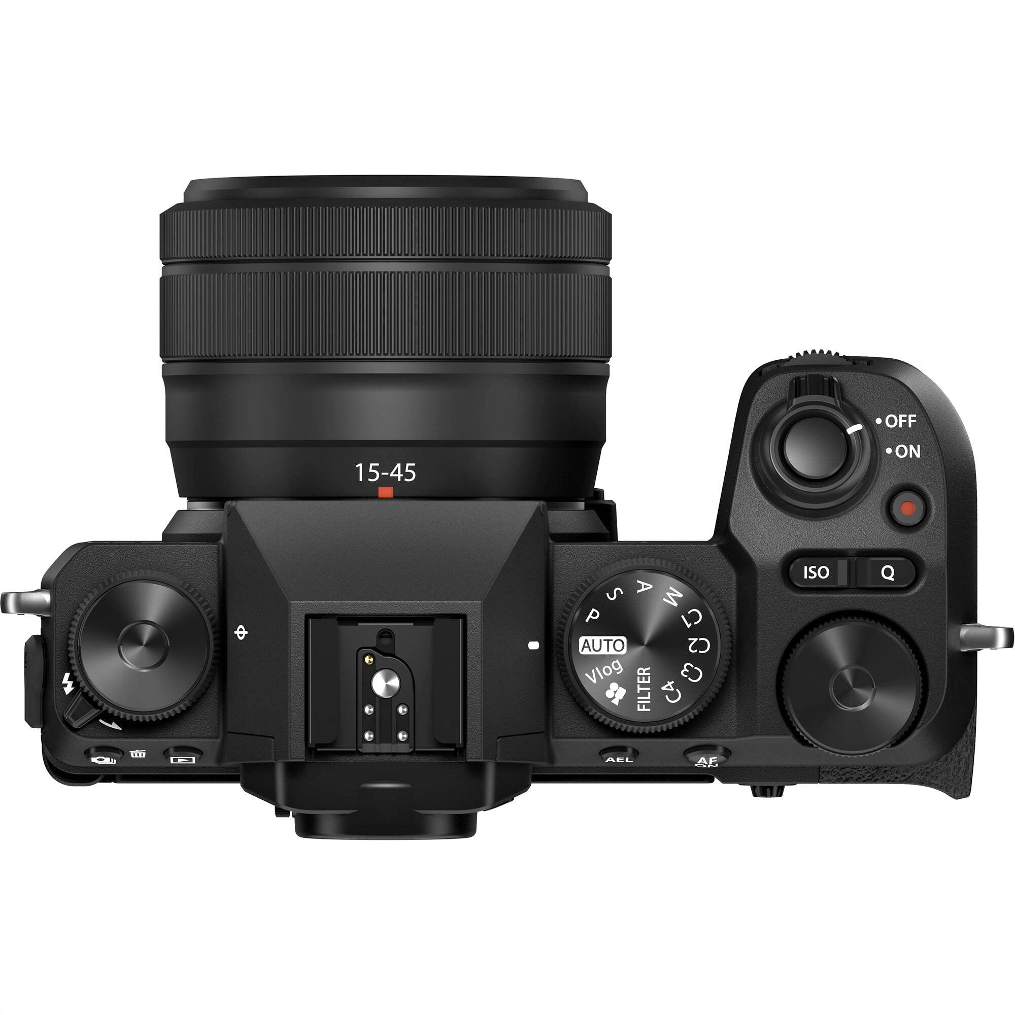 FUJIFILM X-S20 Mirrorless Camera with 15-45mm Lens (Black) - Top View