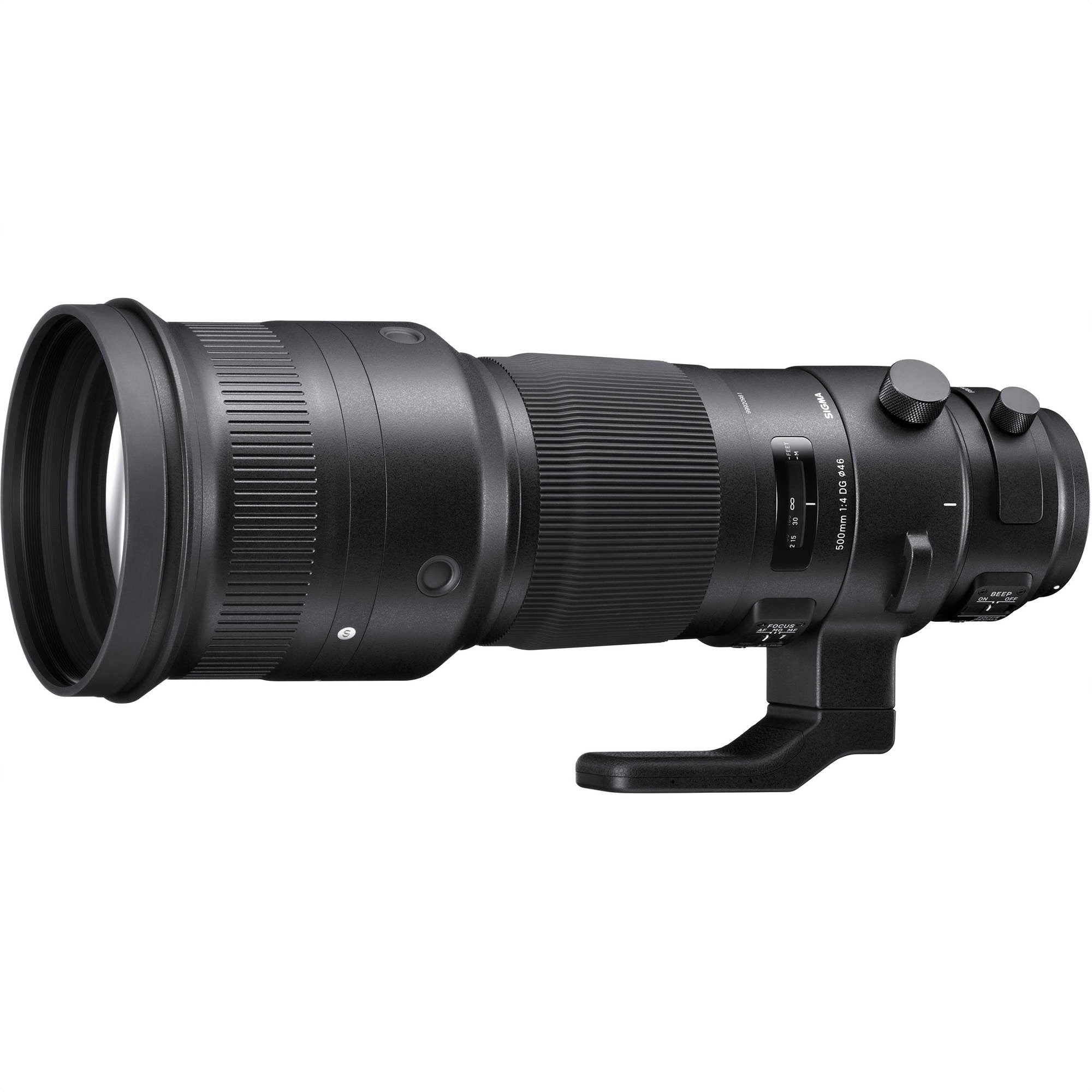 Sigma 500mm F4.0 DG OS HSM Sports Lens for Canon EF in a Side View