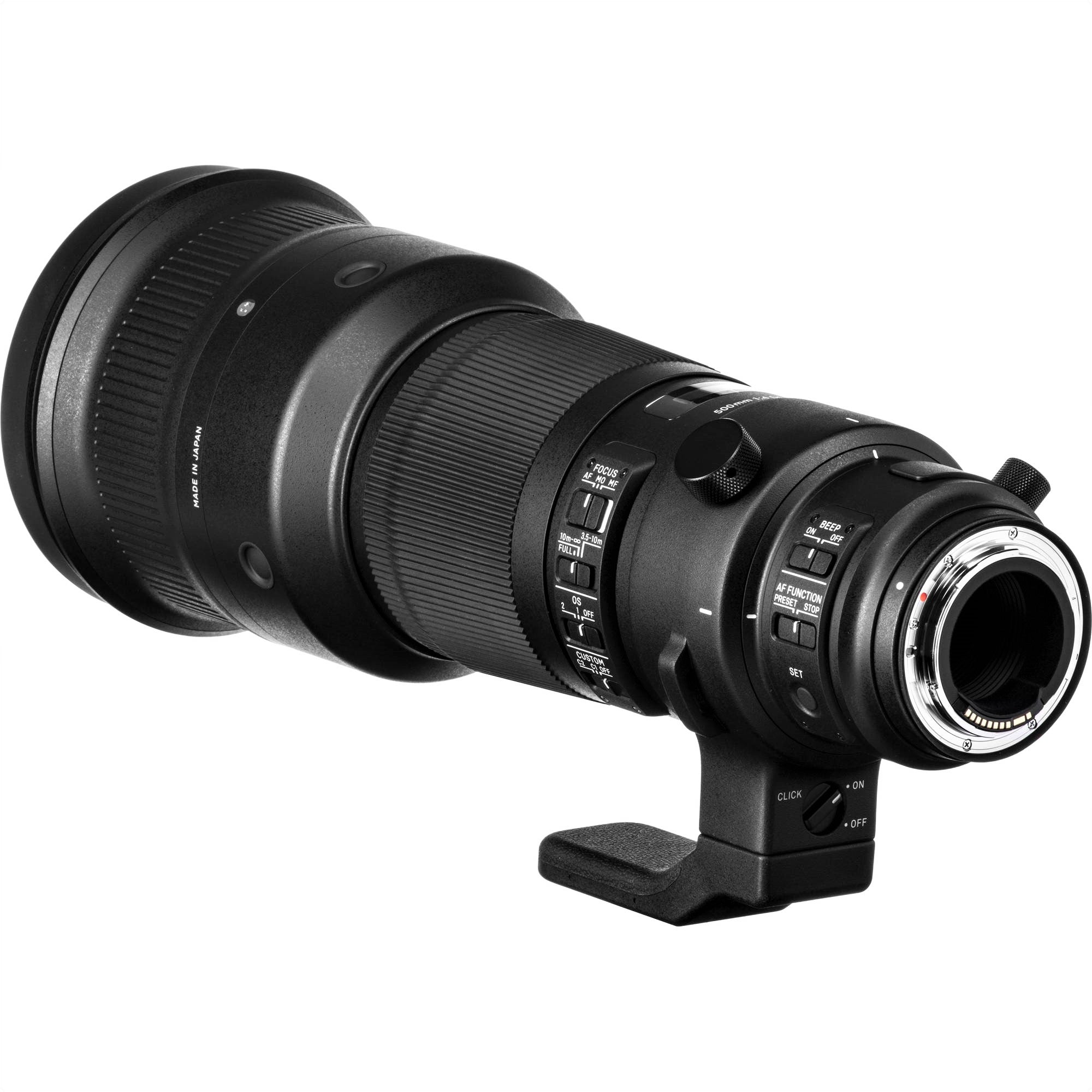 Sigma 500mm F4.0 DG OS HSM Sports Lens for Canon EF in a Back-Side View
