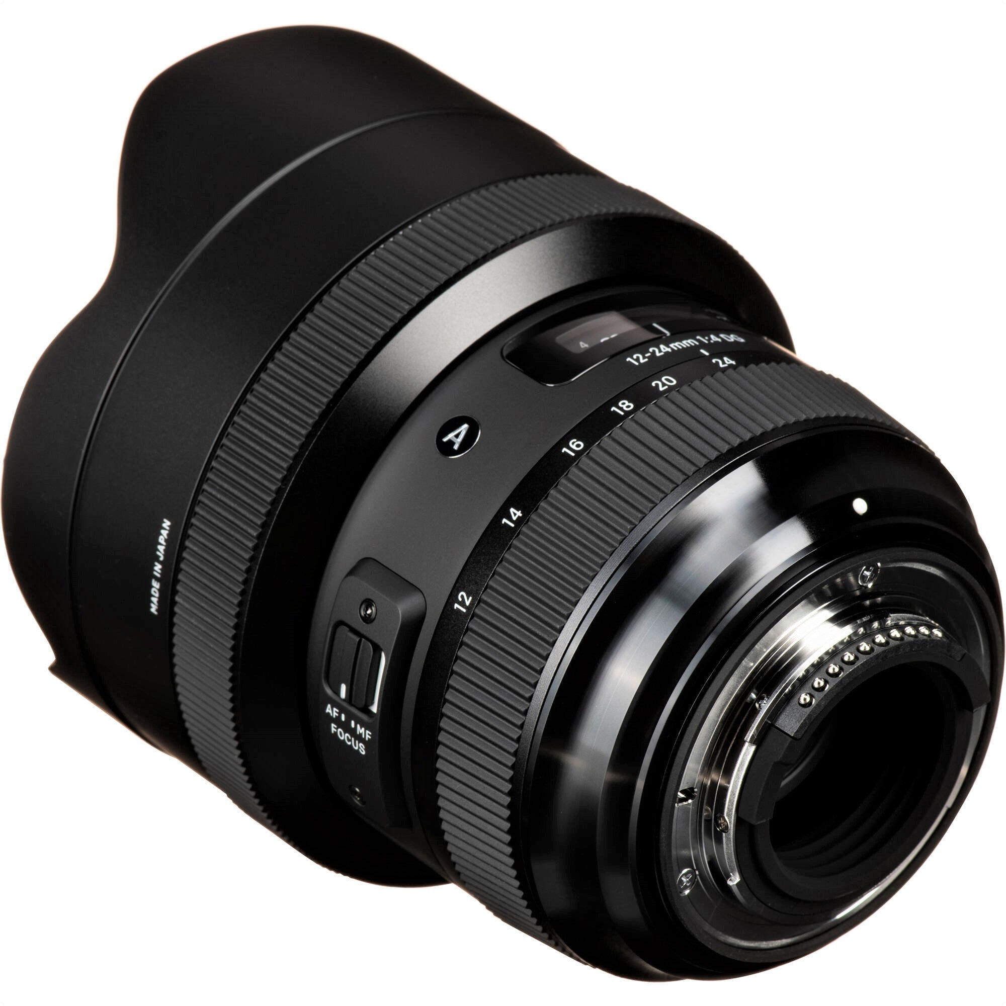 Sigma 12-24mm F4.0 DG HSM Art Lens for Nikon F in a Back-Side View