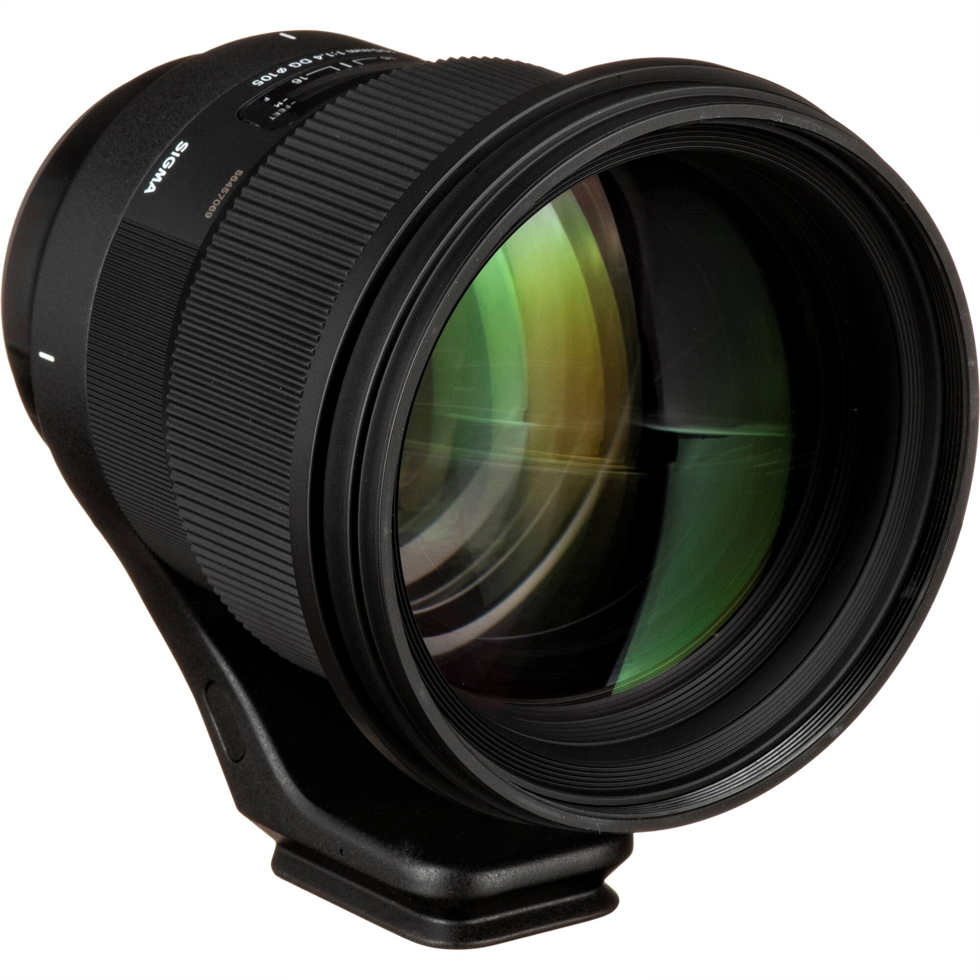 Sigma 105mm F1.4 DG HSM Art Lens for Sigma SA in a Front-Side View