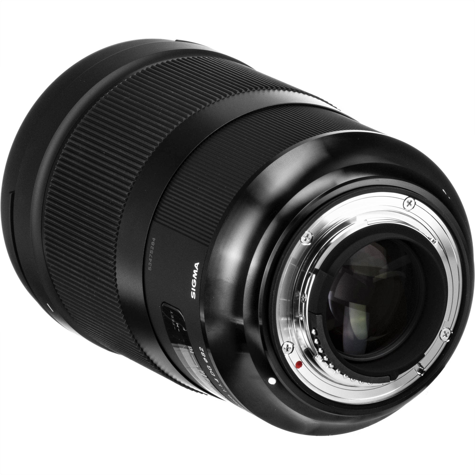 Sigma 40mm F1.4 DG HSM Art Lens for Nikon F in a Back-Side View