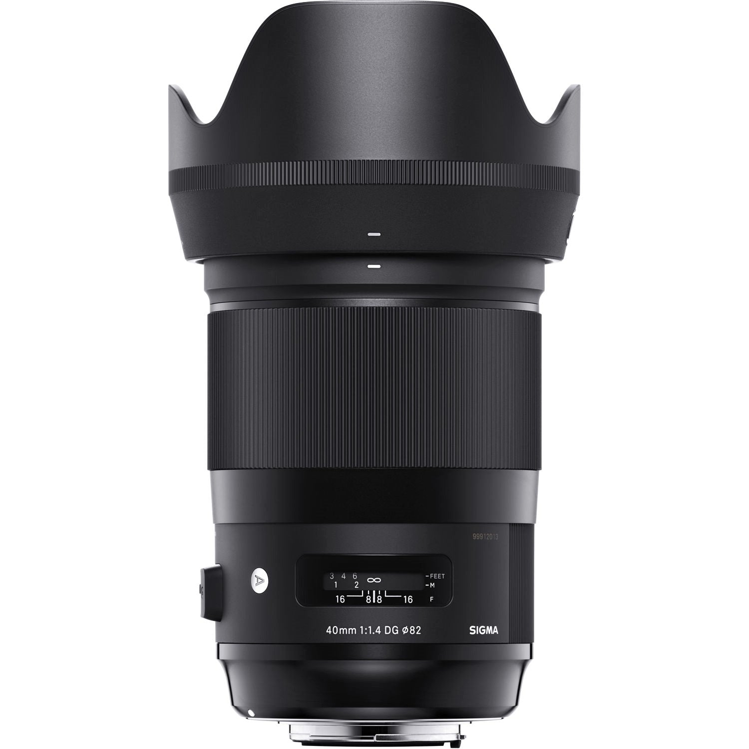 Sigma 40mm F1.4 DG HSM Art Lens for Leica L with Attached Lens Hood on the Top